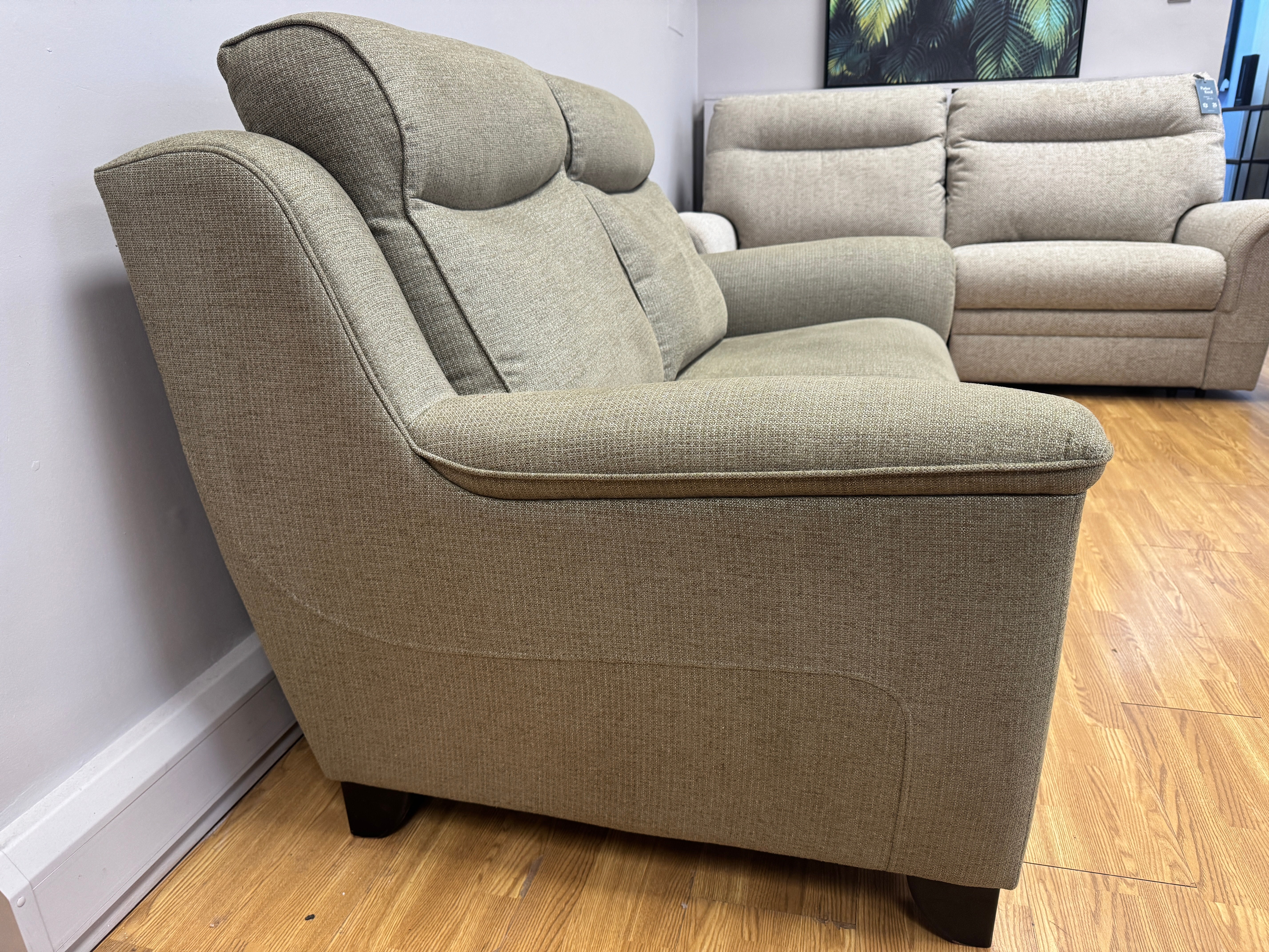 Parker Knoll Manhattan 2 seater sofa, pair of matching armchairs and storage footstool