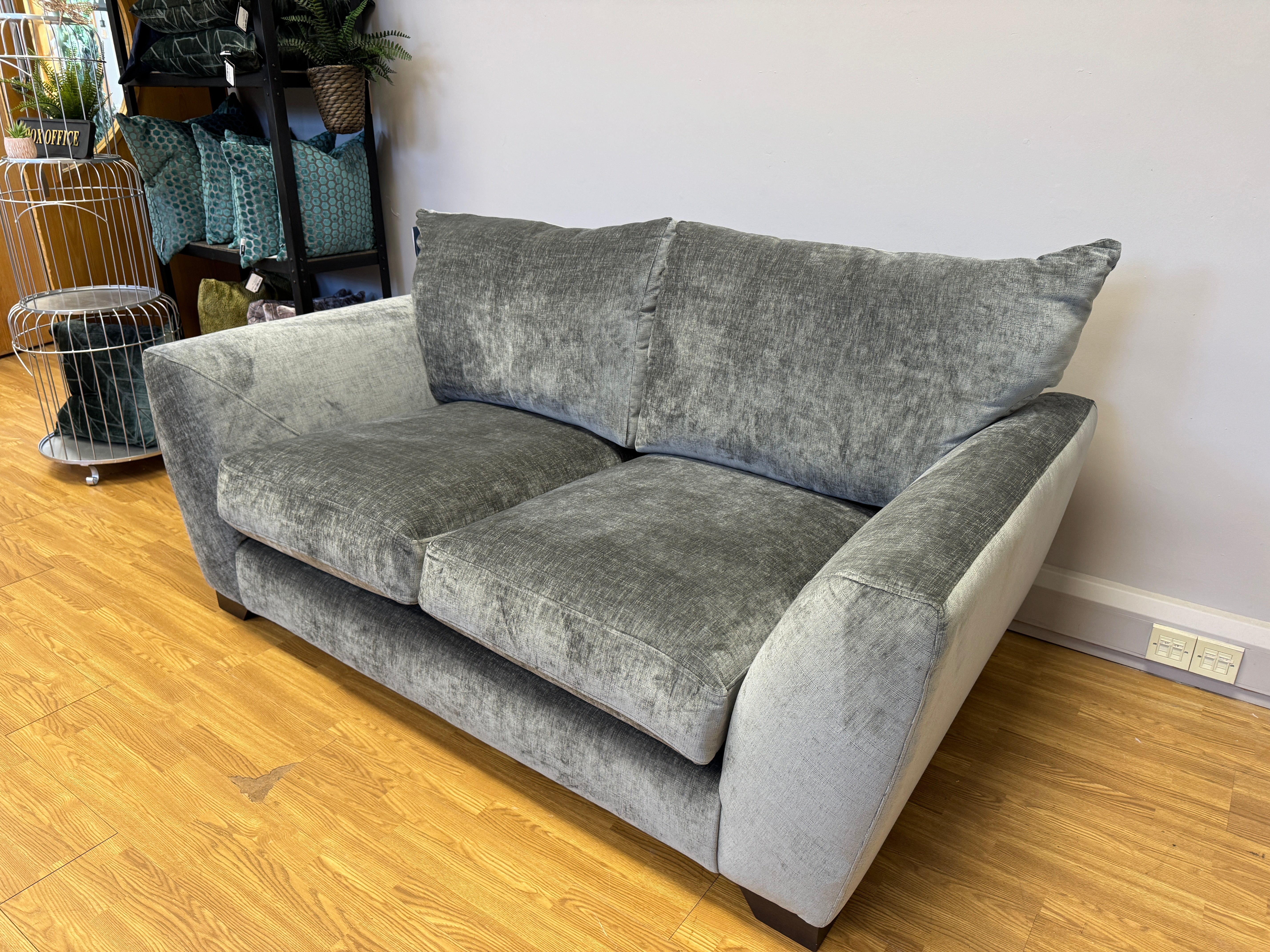 Mala 2 seater standard back sofa in Dion Flagstone (charcoal grey) chenille fabric