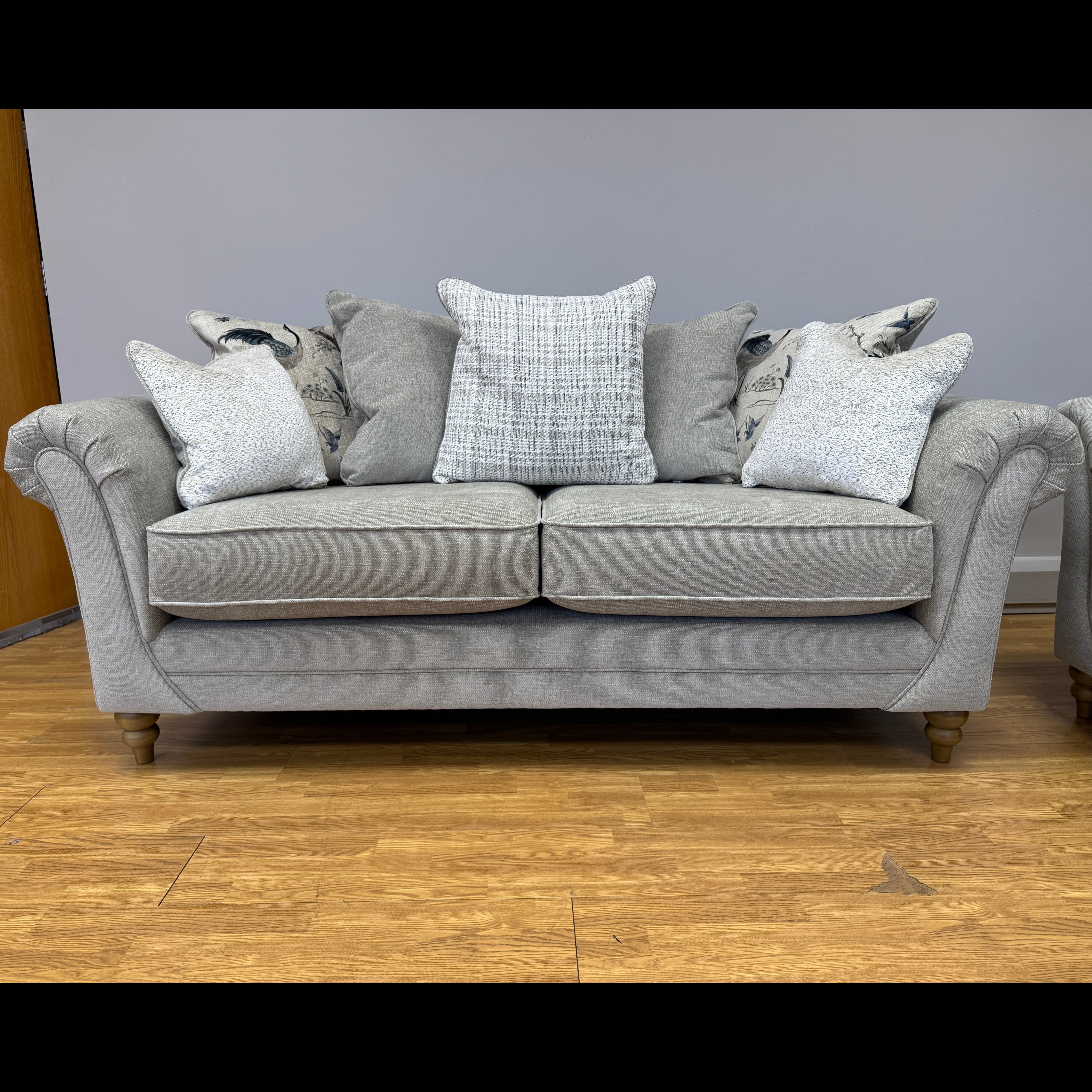 Danbury 3 seater standard back sofa in Marlon Natural fabric
