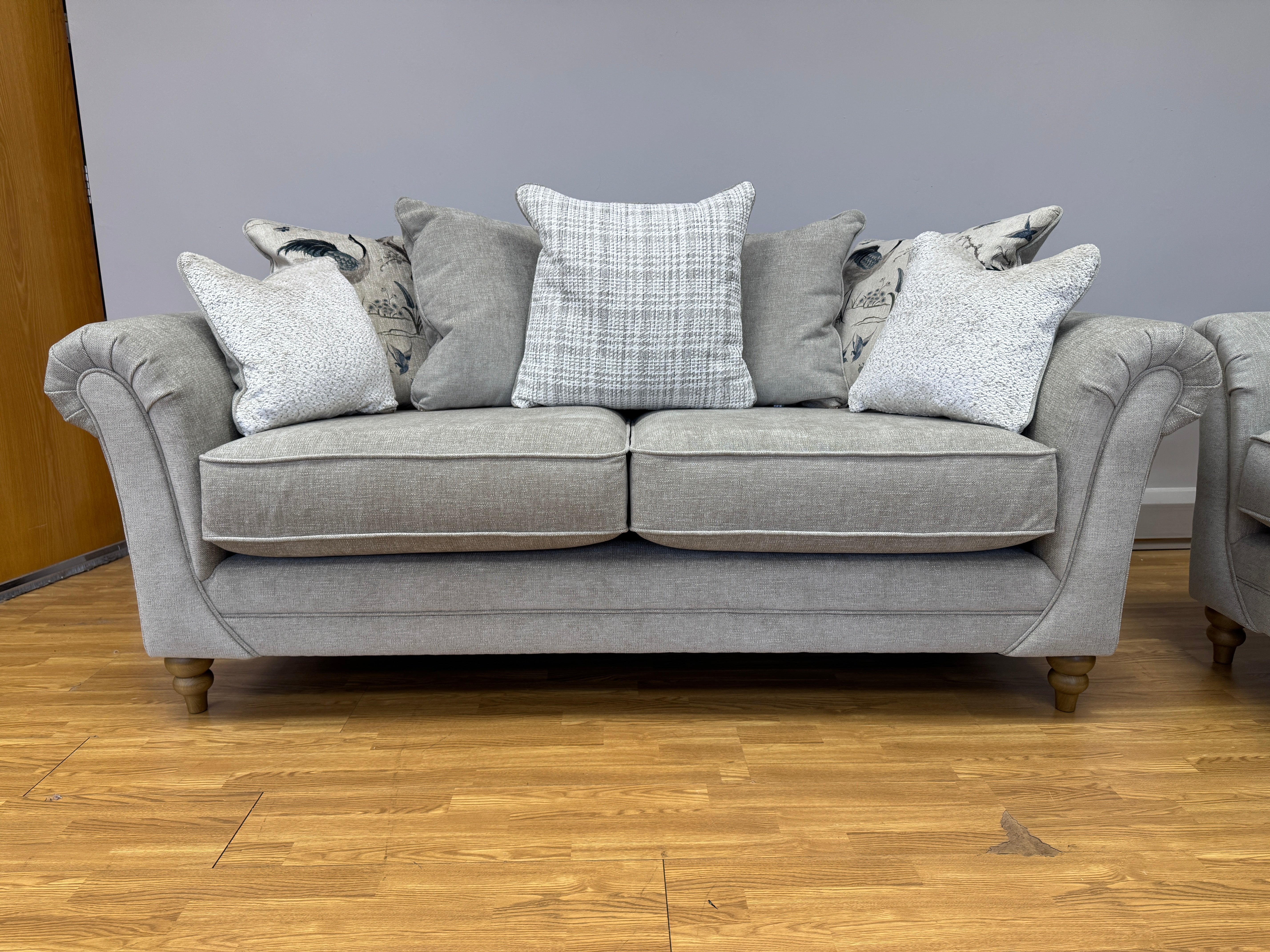 Danbury 3 seater standard back sofa in Marlon Natural fabric