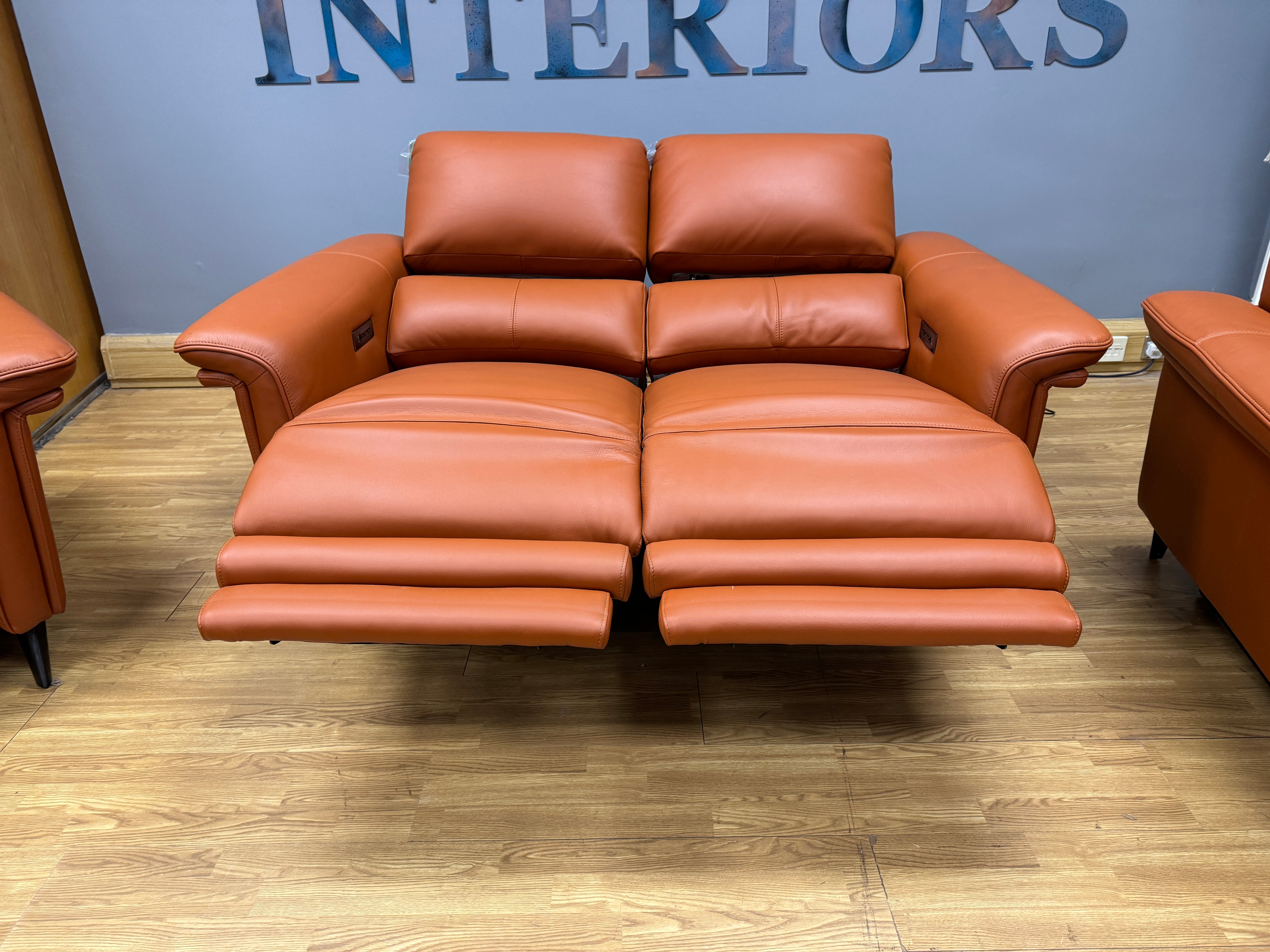 Domicil Huxley 2 seater electric reclining sofa & pair of matching reclining armchairs RRP £8585