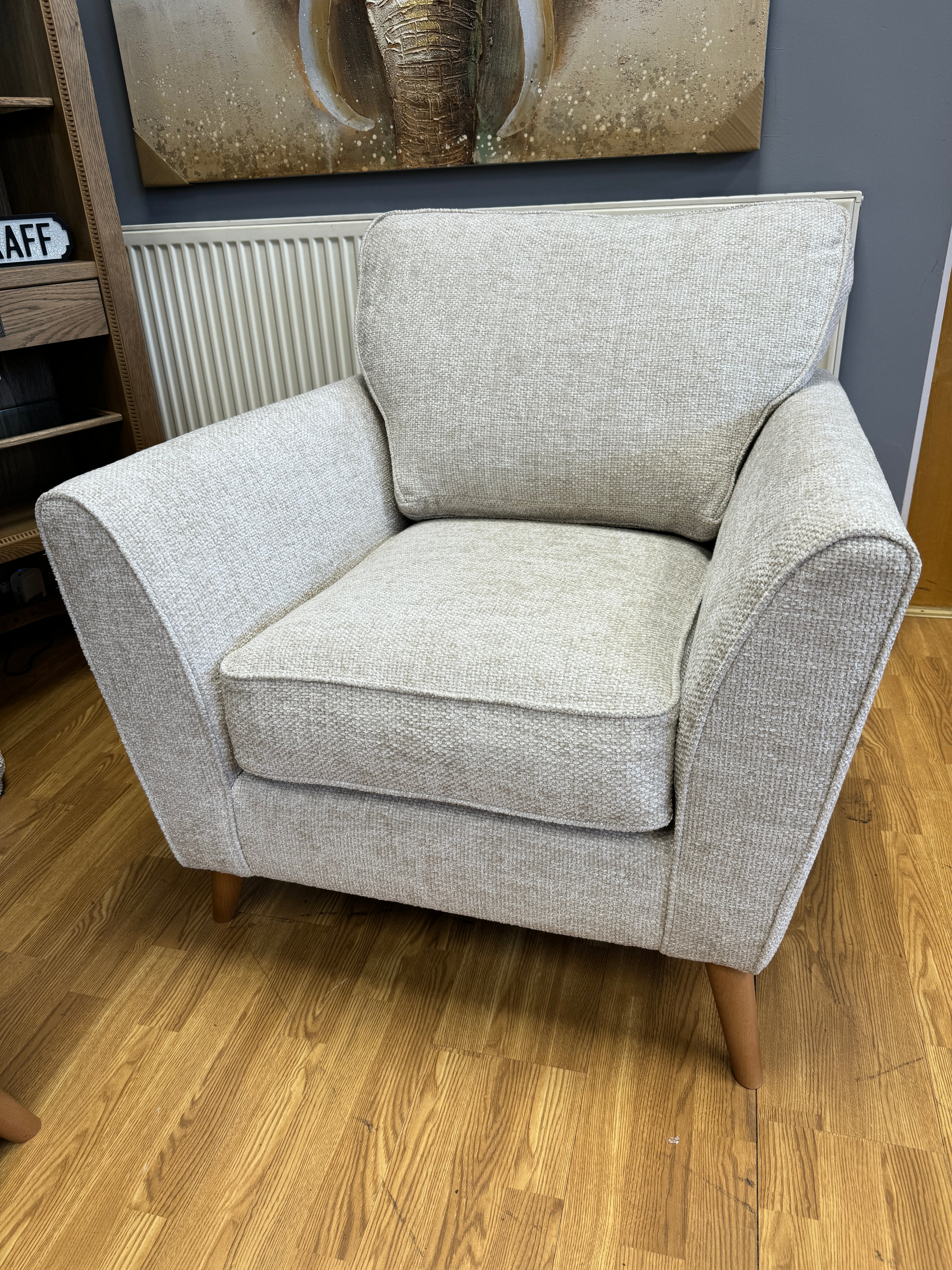 TABITHA armchair in natural chenille fabric