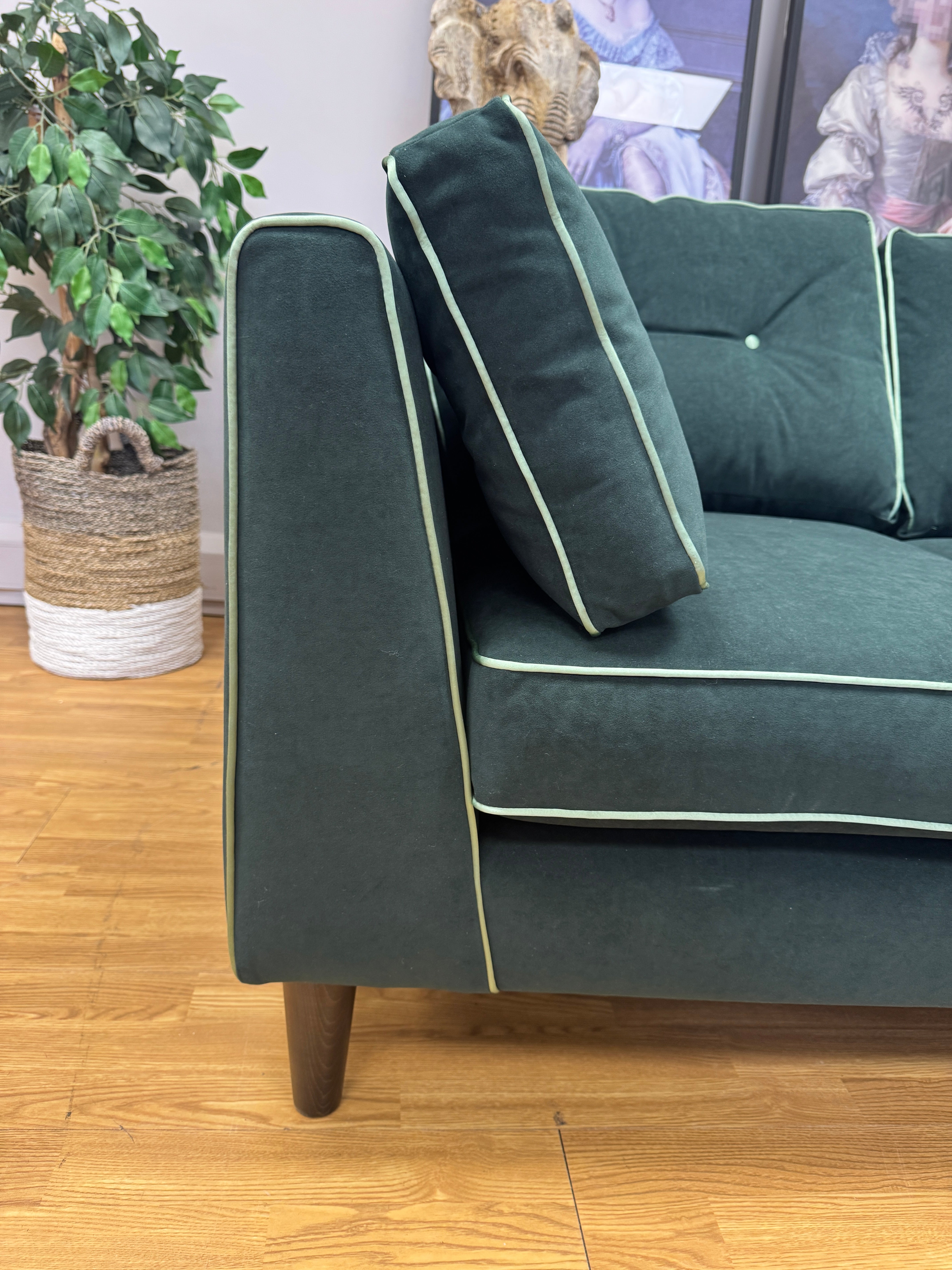 Cricket 2 seater sofa in Emerald green velvet