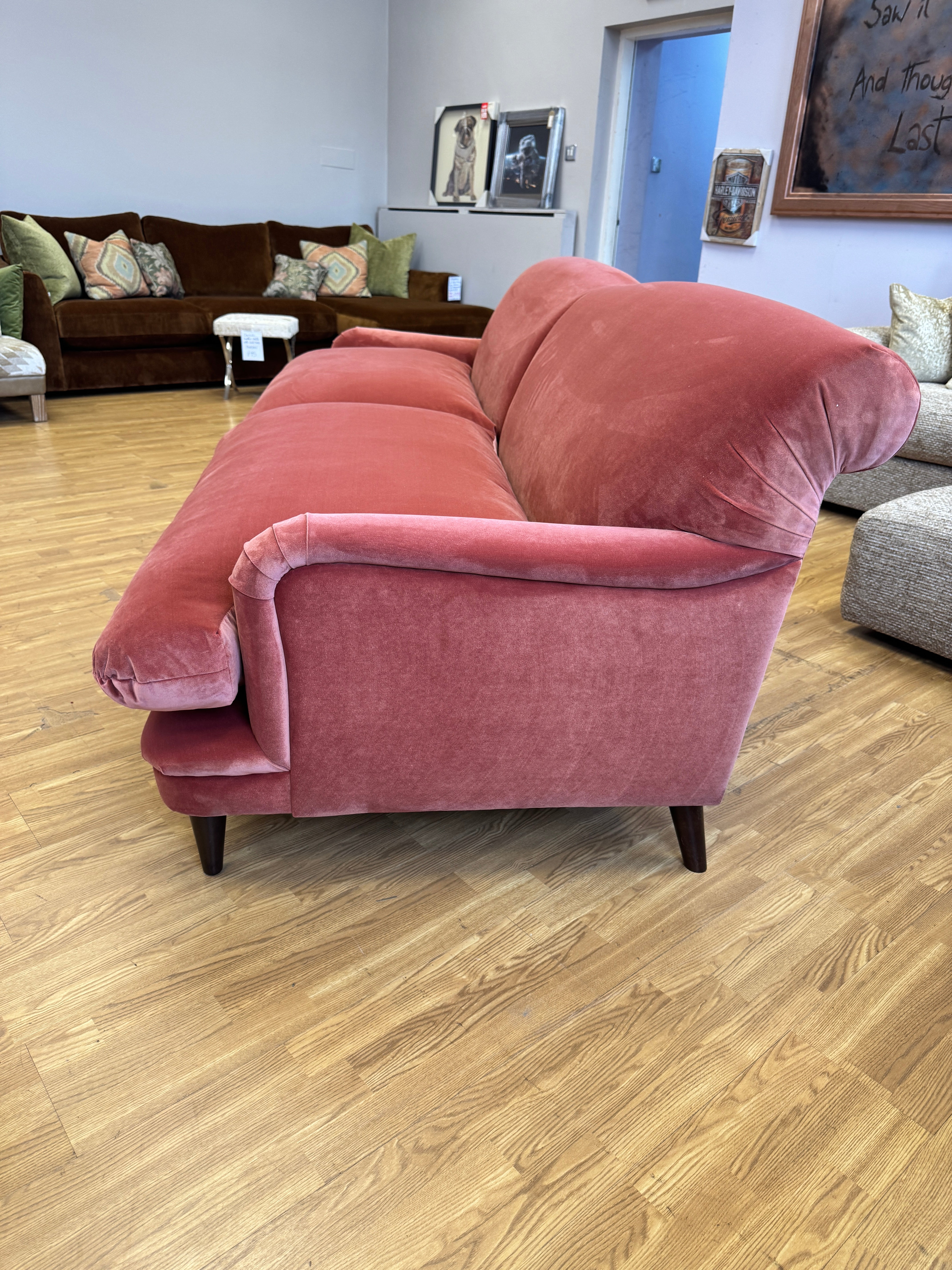Pudding XL sprung back 4 seater sofa in Quince Jam Red Velvet