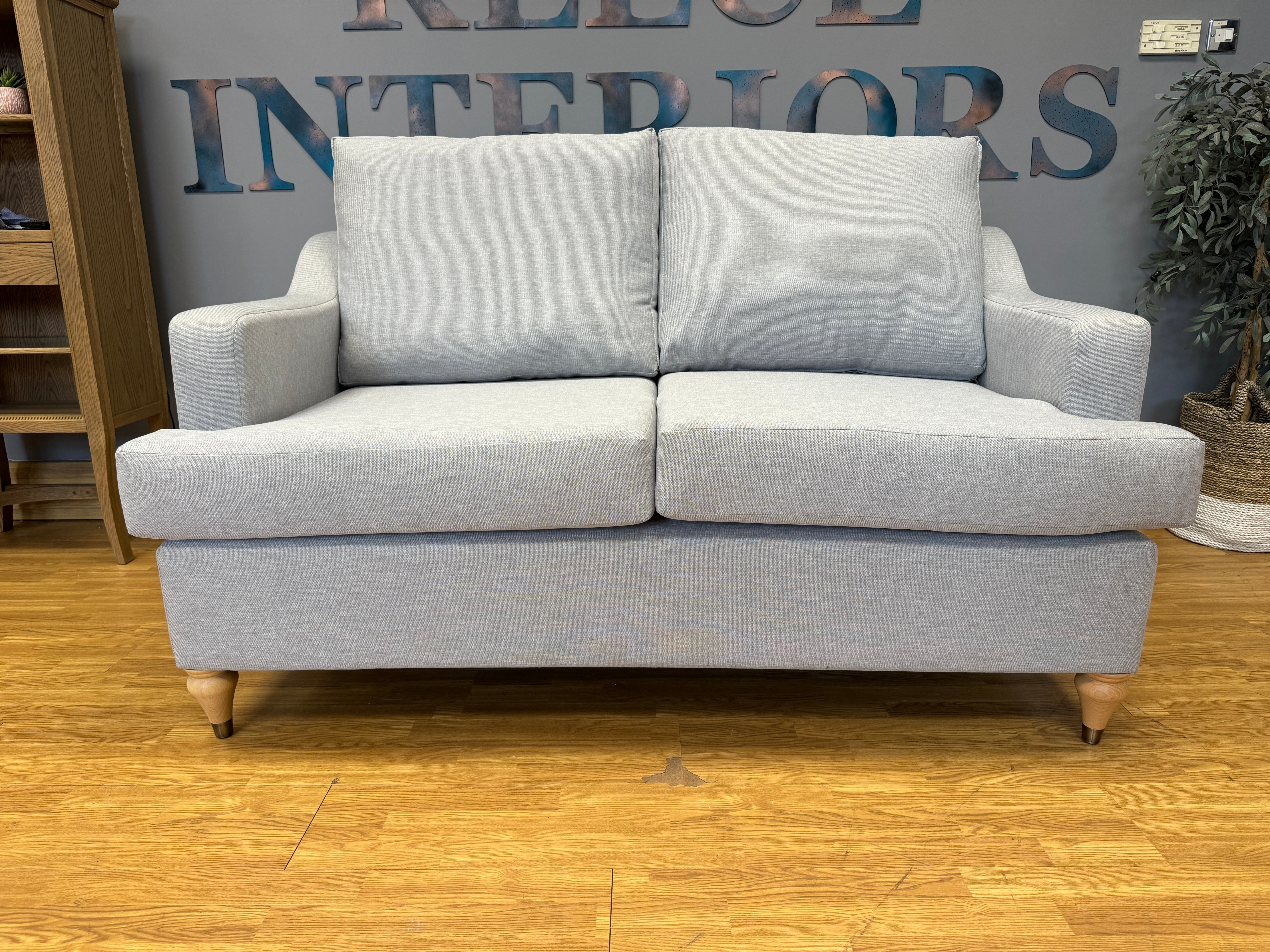 WILLOW & HALL ATWORTH 2 seater high back sofa in light grey fabric