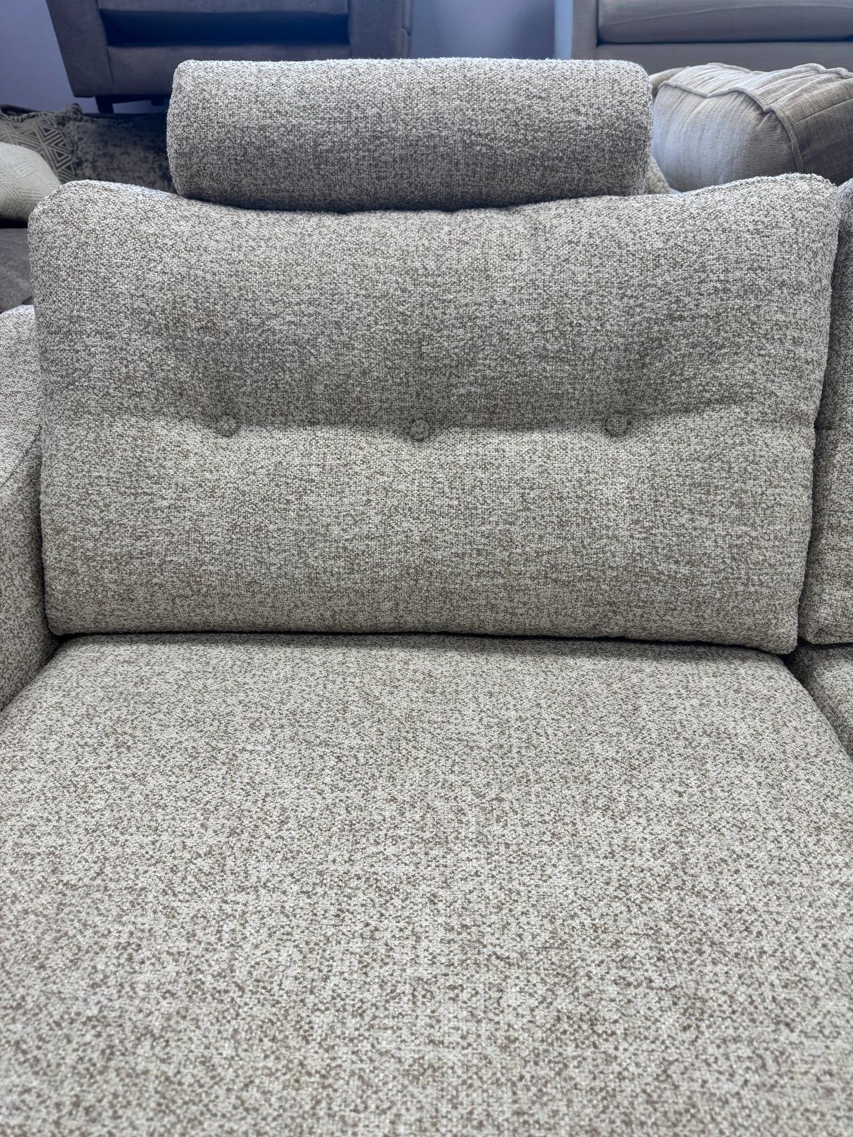 Lisbon 3 seater sofa with removable headrests in soft natural mix boucle fabric