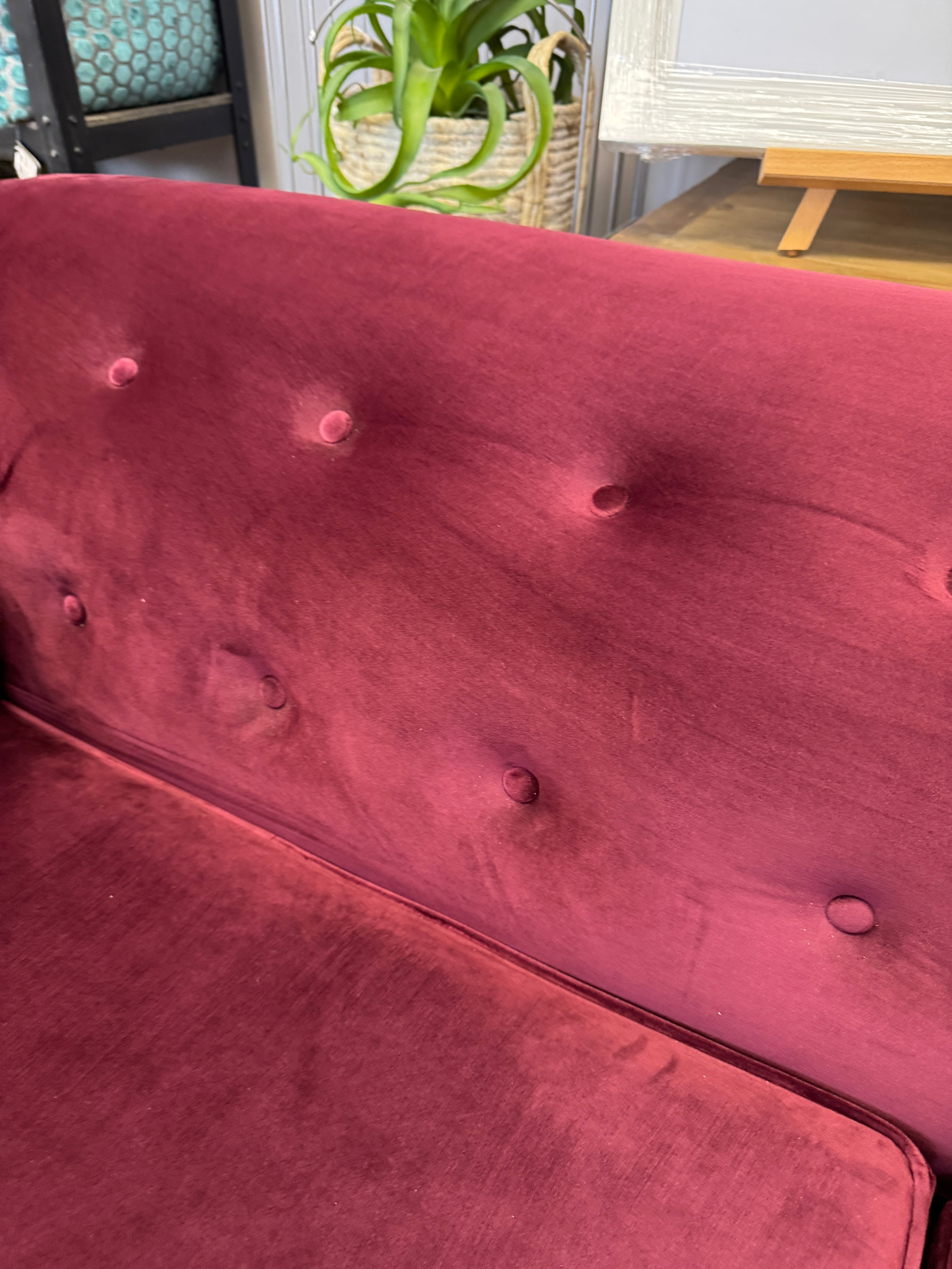Gastard 3 seater sofa bed in Burgundy deep red velvet