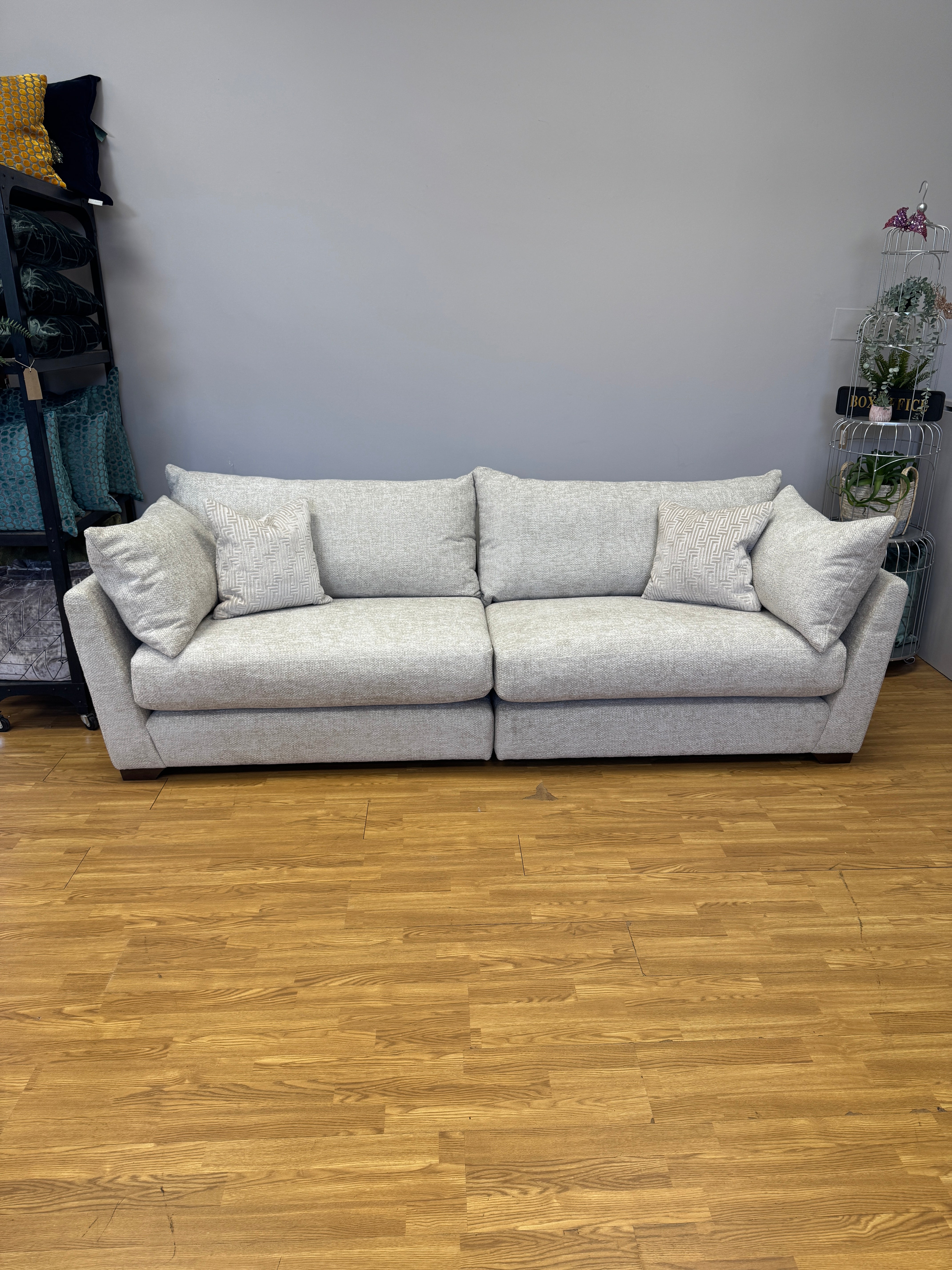 Sofology Tallulah XL split 4 seater sofa in basketweave cream all over chenille weave fabric