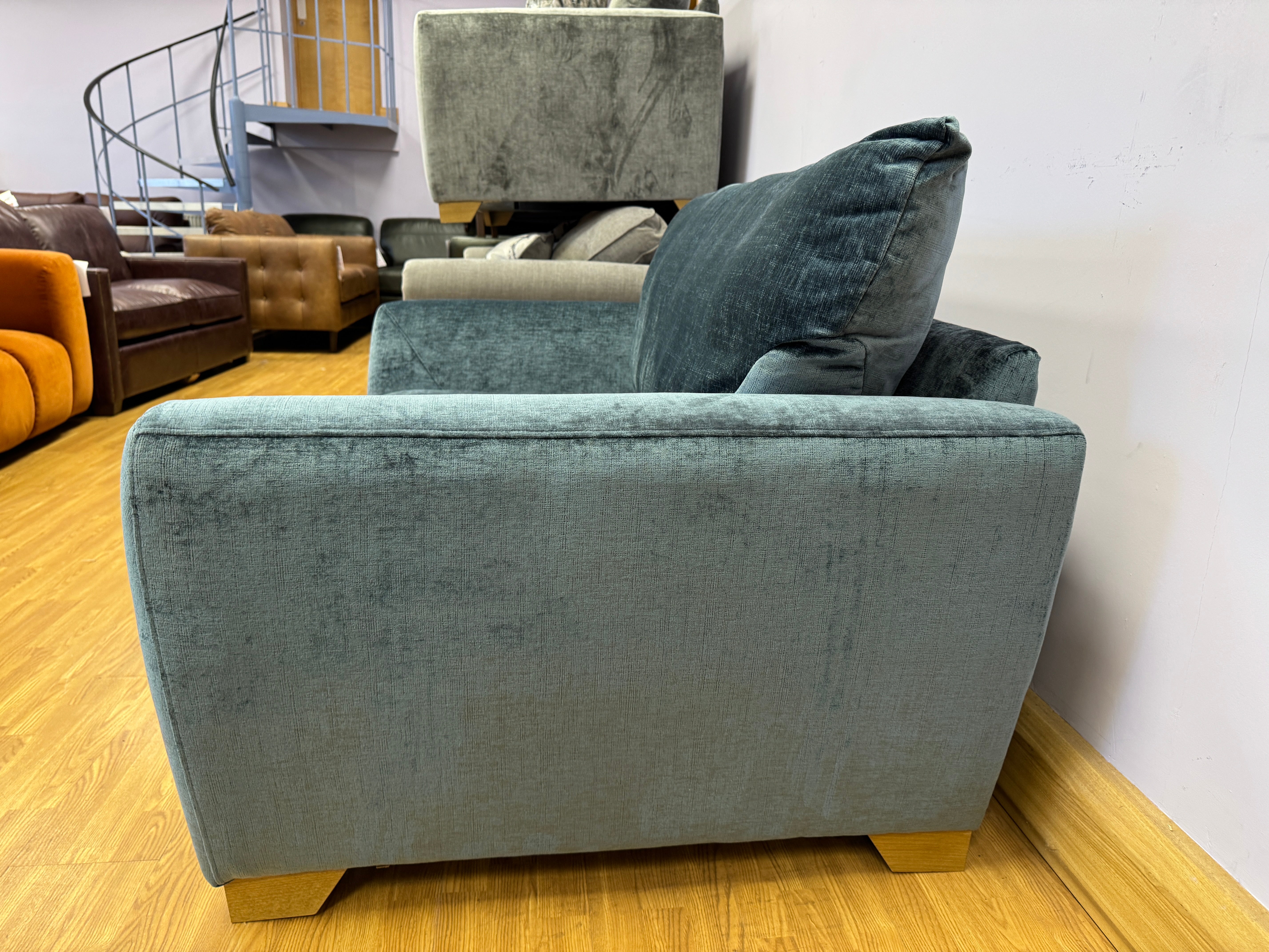 Mala large loveseat in Dion Capri textured chenille fabric