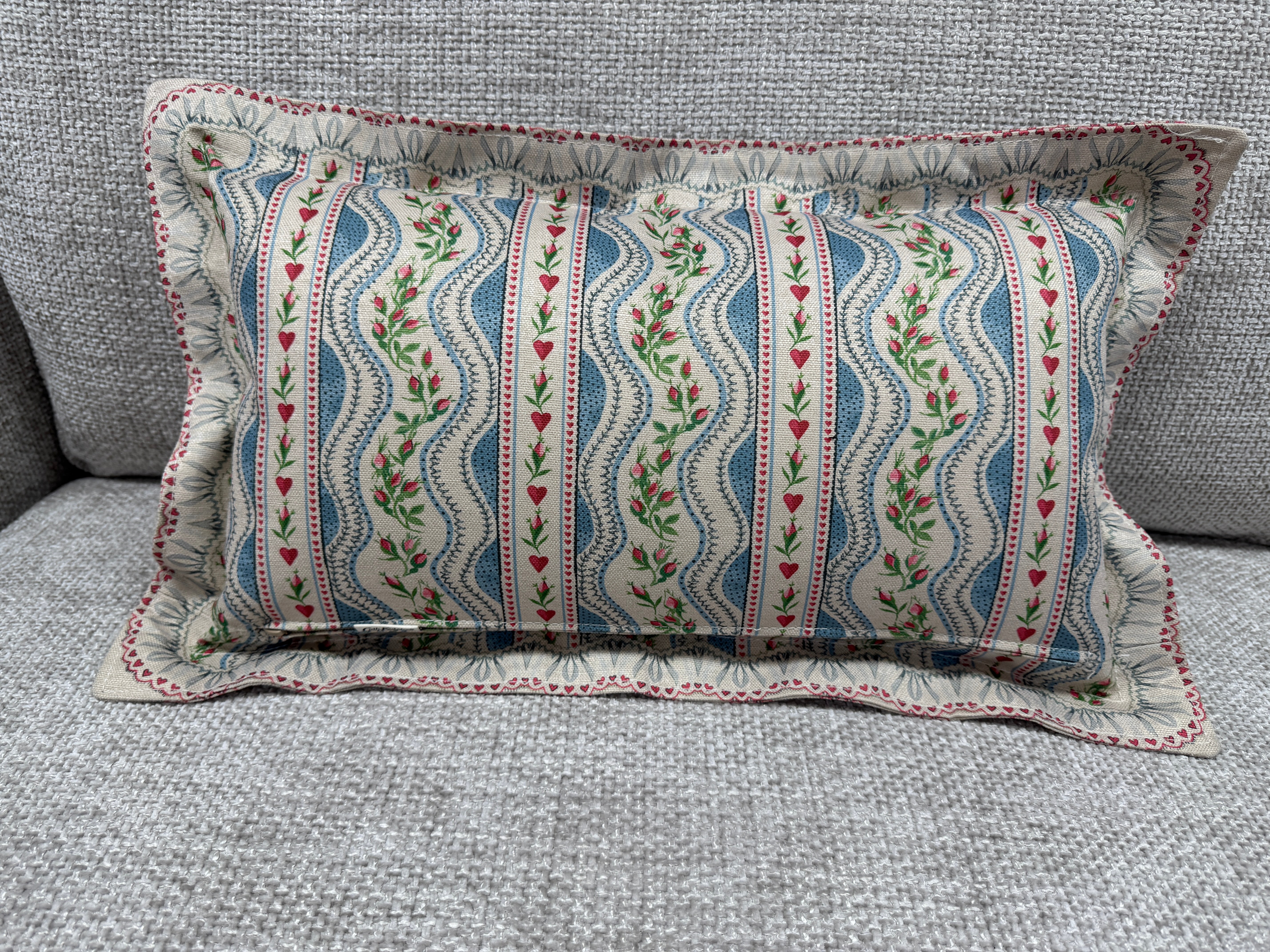 Cath Kidston bolster cushion in blue floral cotton fabric 30 x 50cm