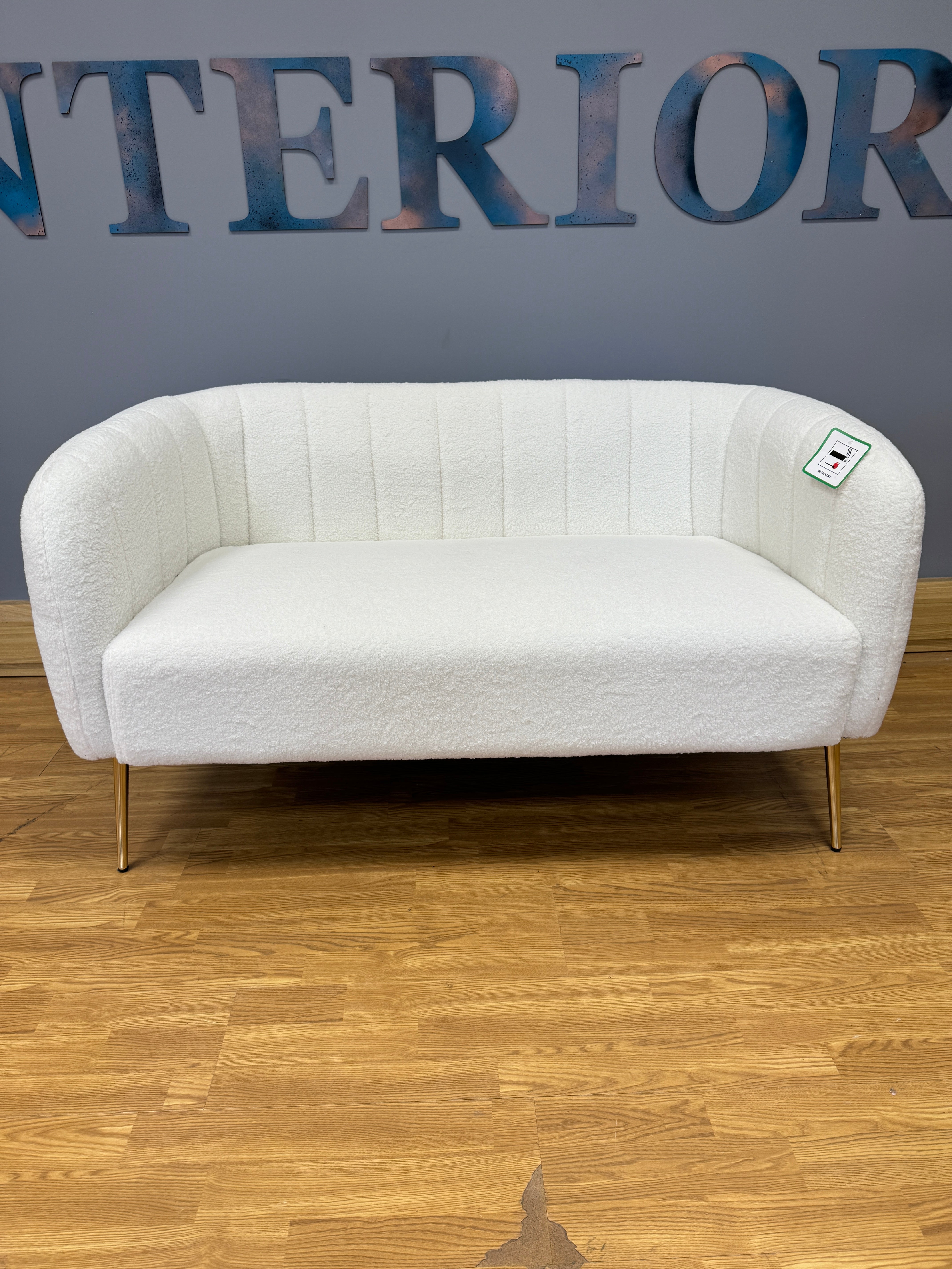 AMBROSE 2 seater curved back sofa in off white boucle fabric