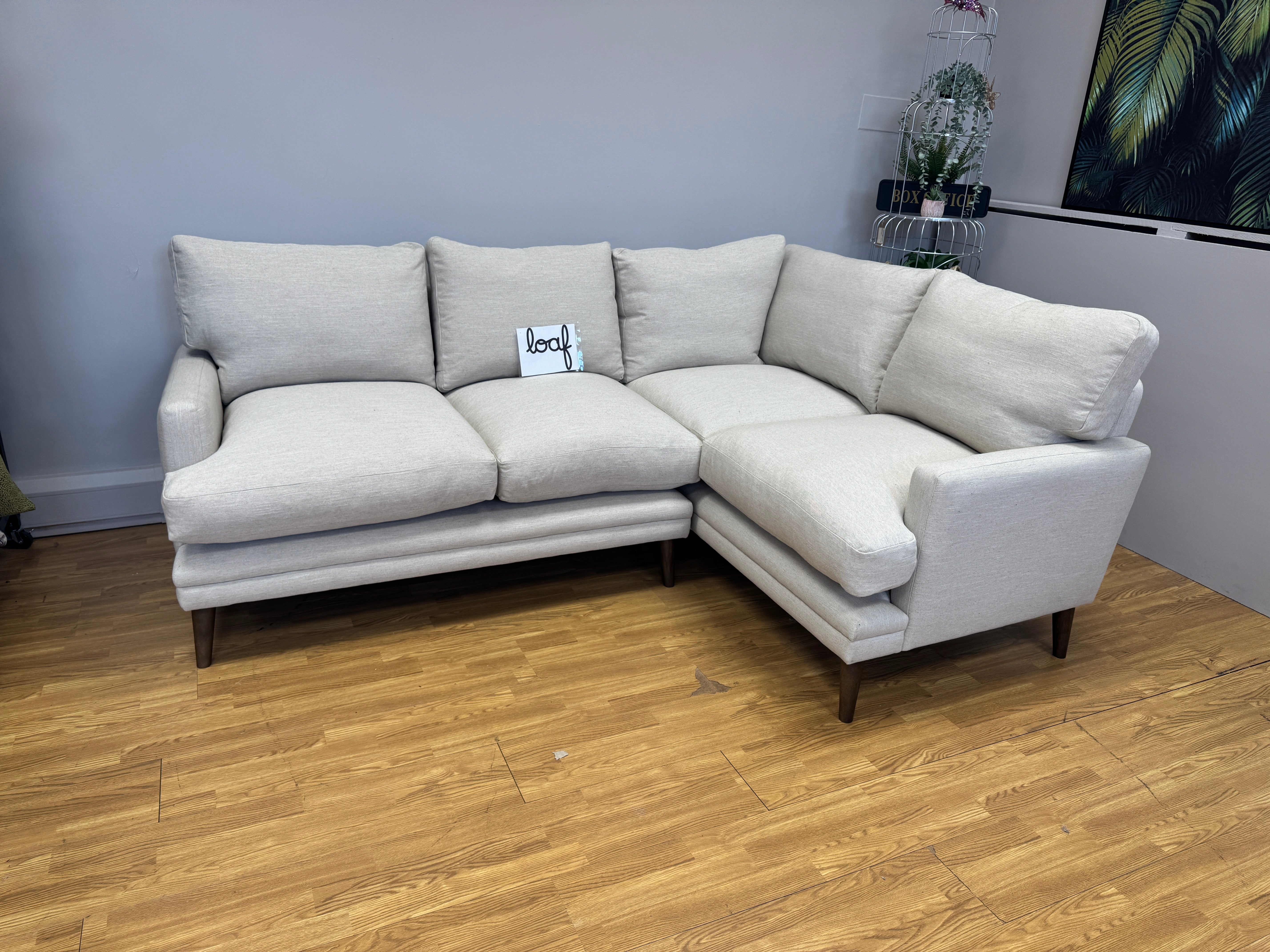 Loaf Squisharoo 2 piece right facing small corner sofa in natural linen fabric