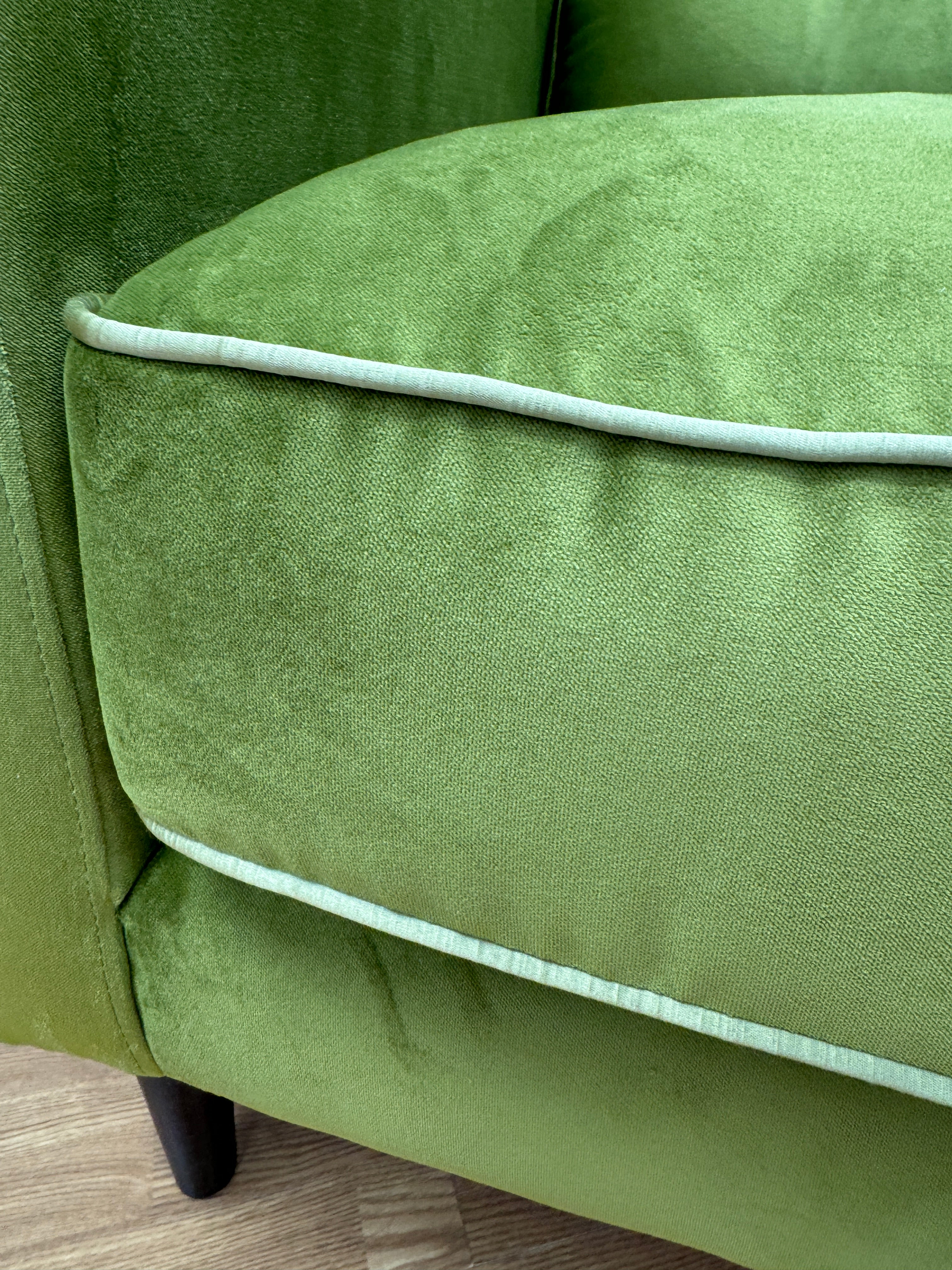 Orla Kiely Sample accent chair in lime green velvet fabric RRP £999