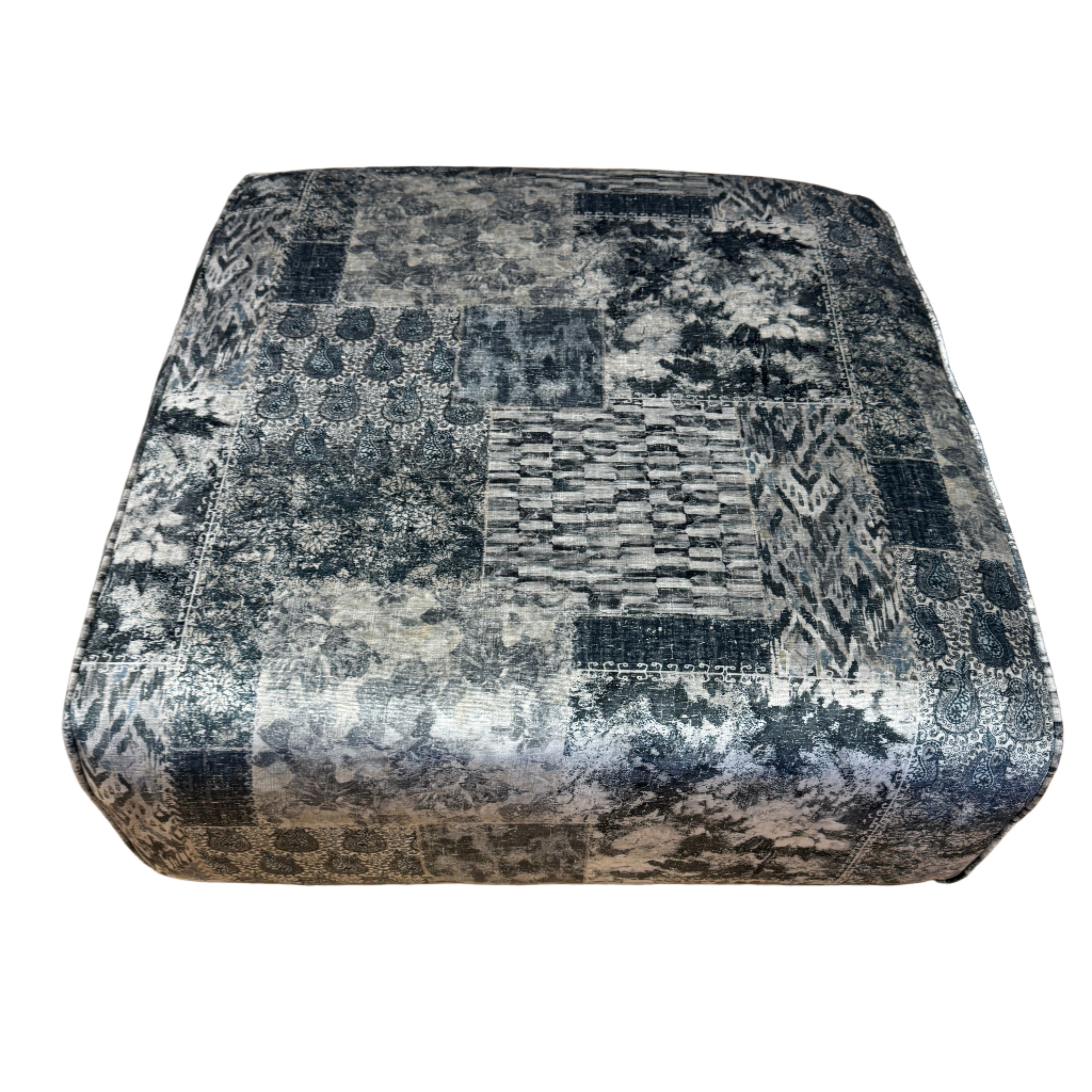 Garland large accent footstool in Aviator steel fabric