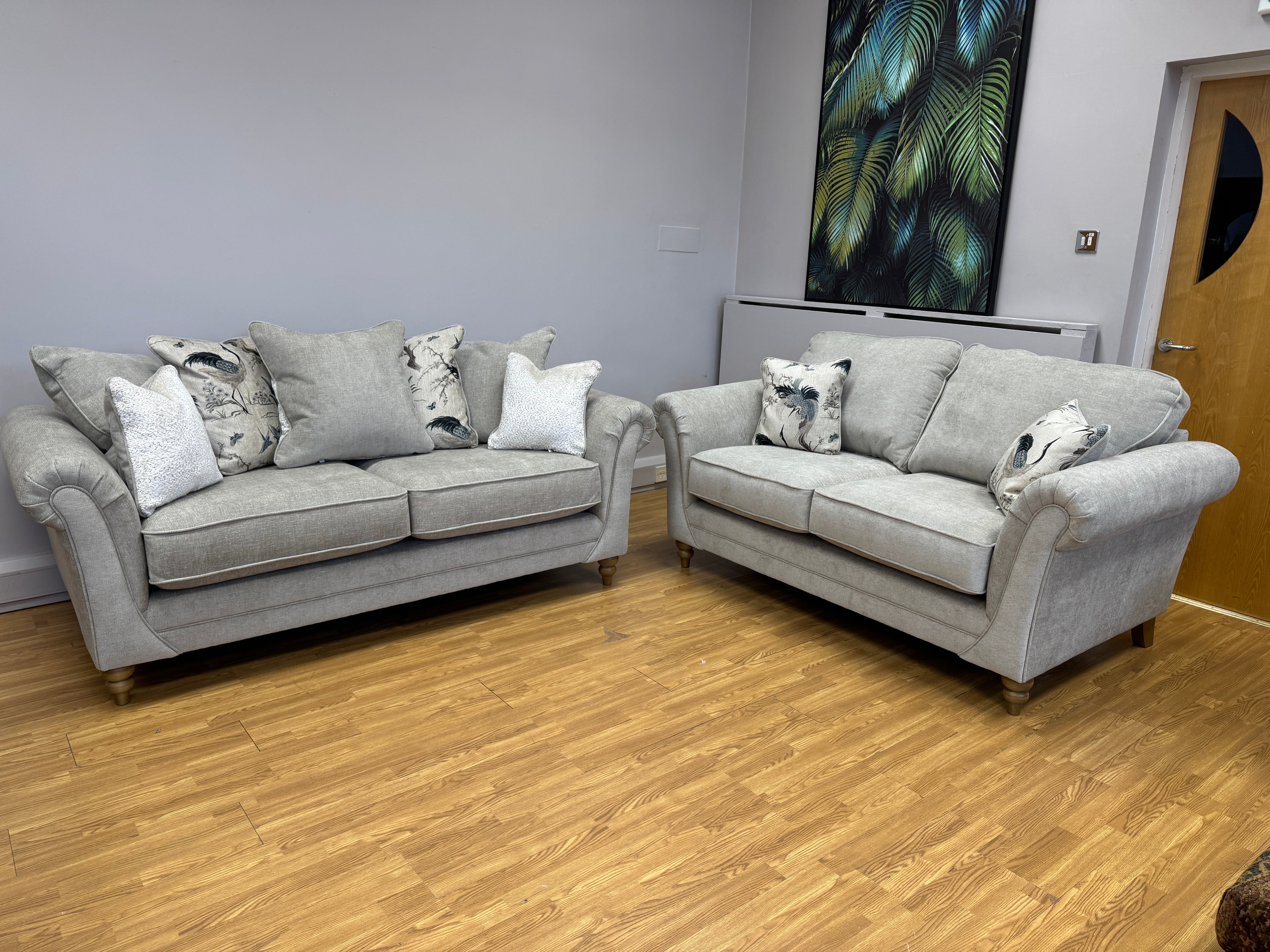 Danbury 3 seater standard back sofa in Marlon Natural fabric