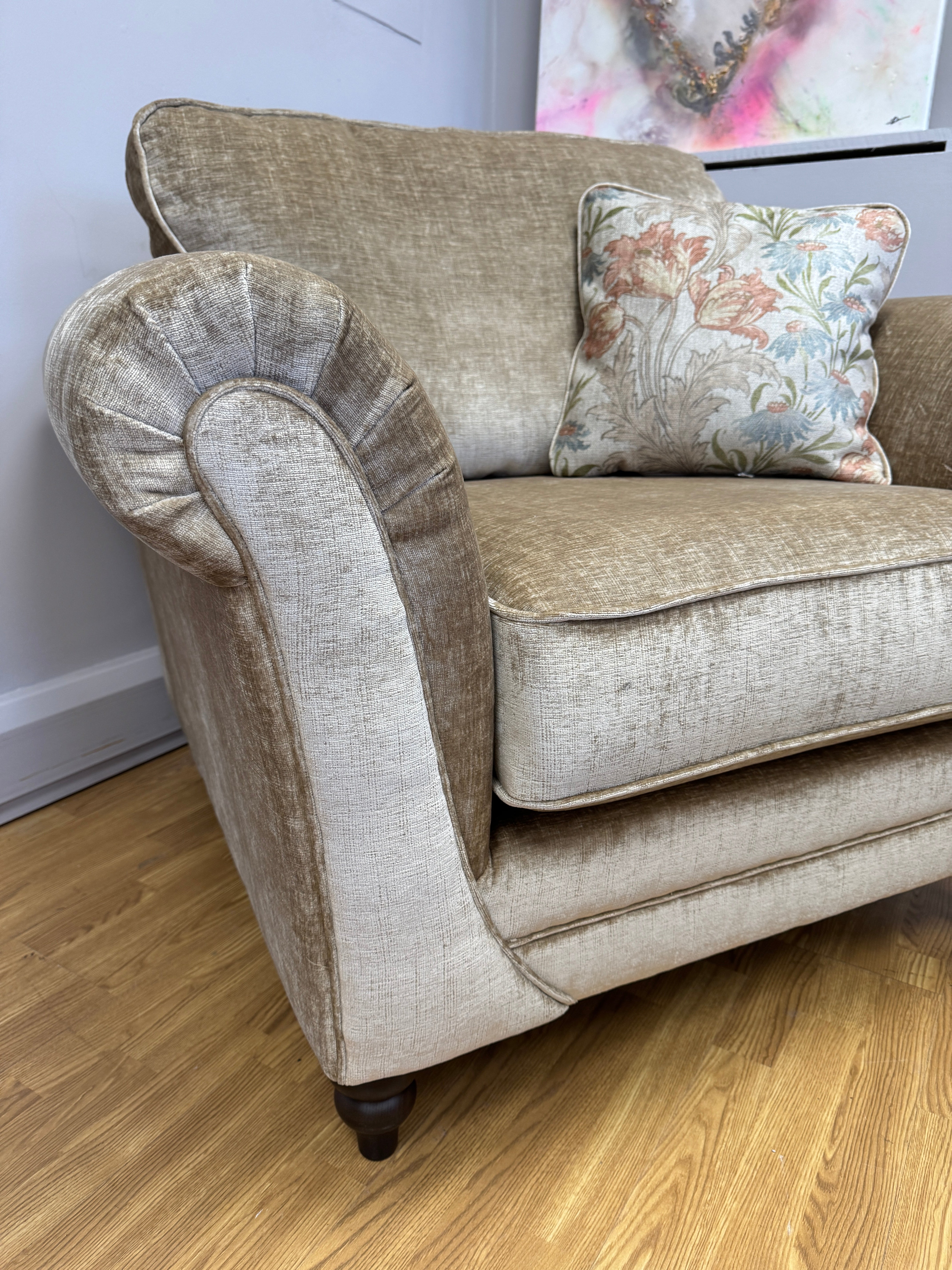 Danbury armchair in Dion Sand textured chenille fabric