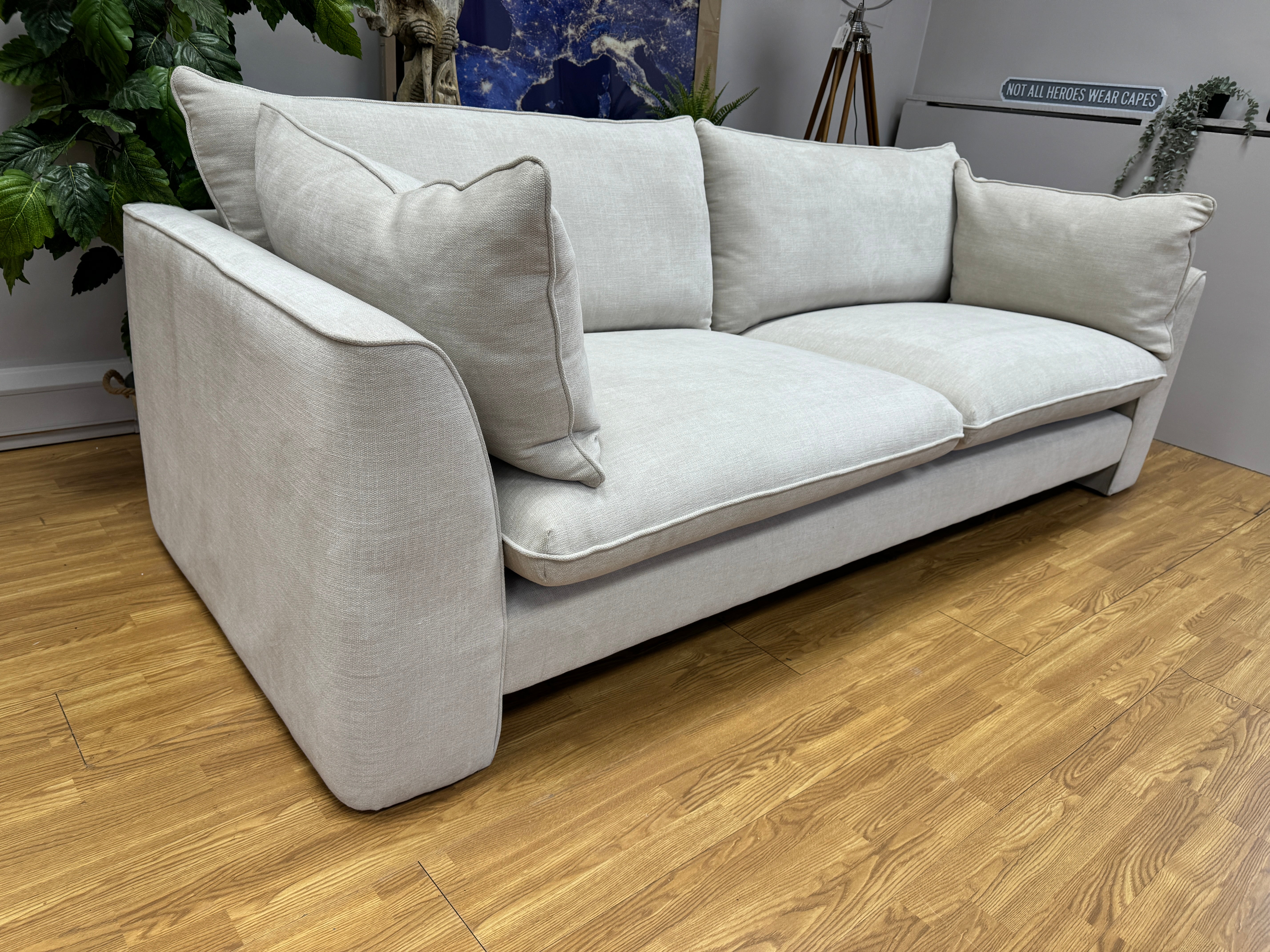 Iggy XL 4 seater sofa in natural chenille all over fabric