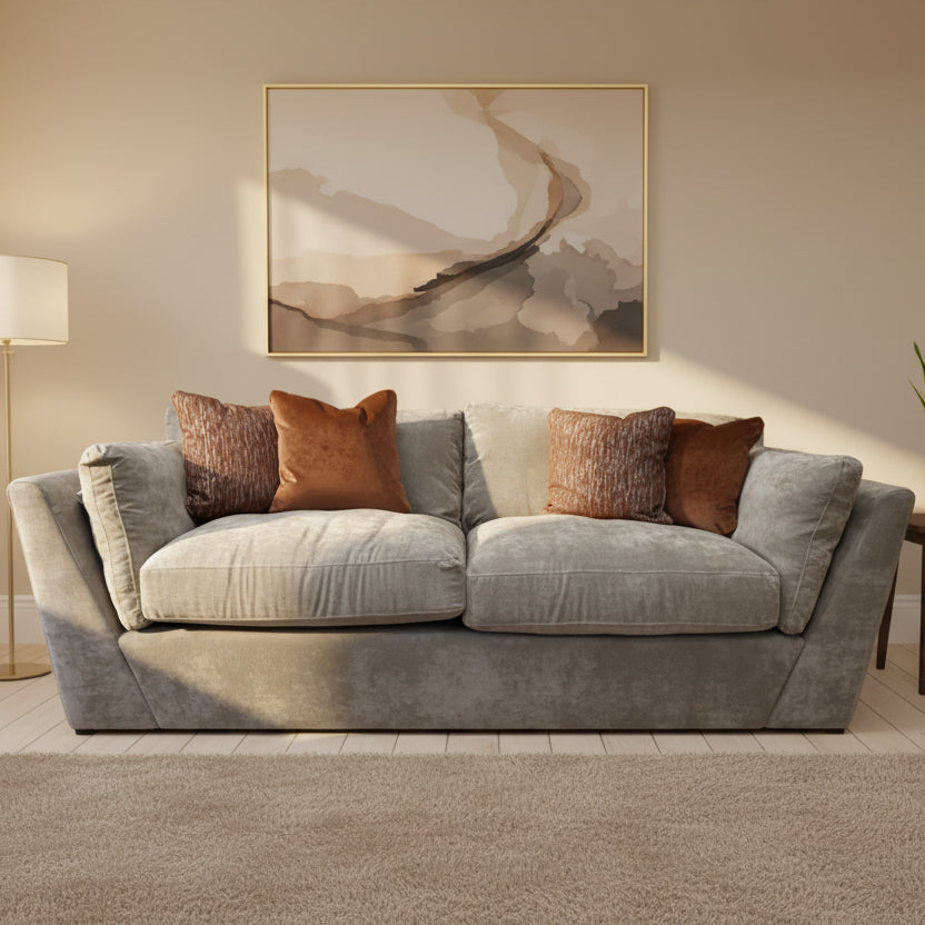 Phoenix 3 seater standard back sofa in Kingston Beige fabric