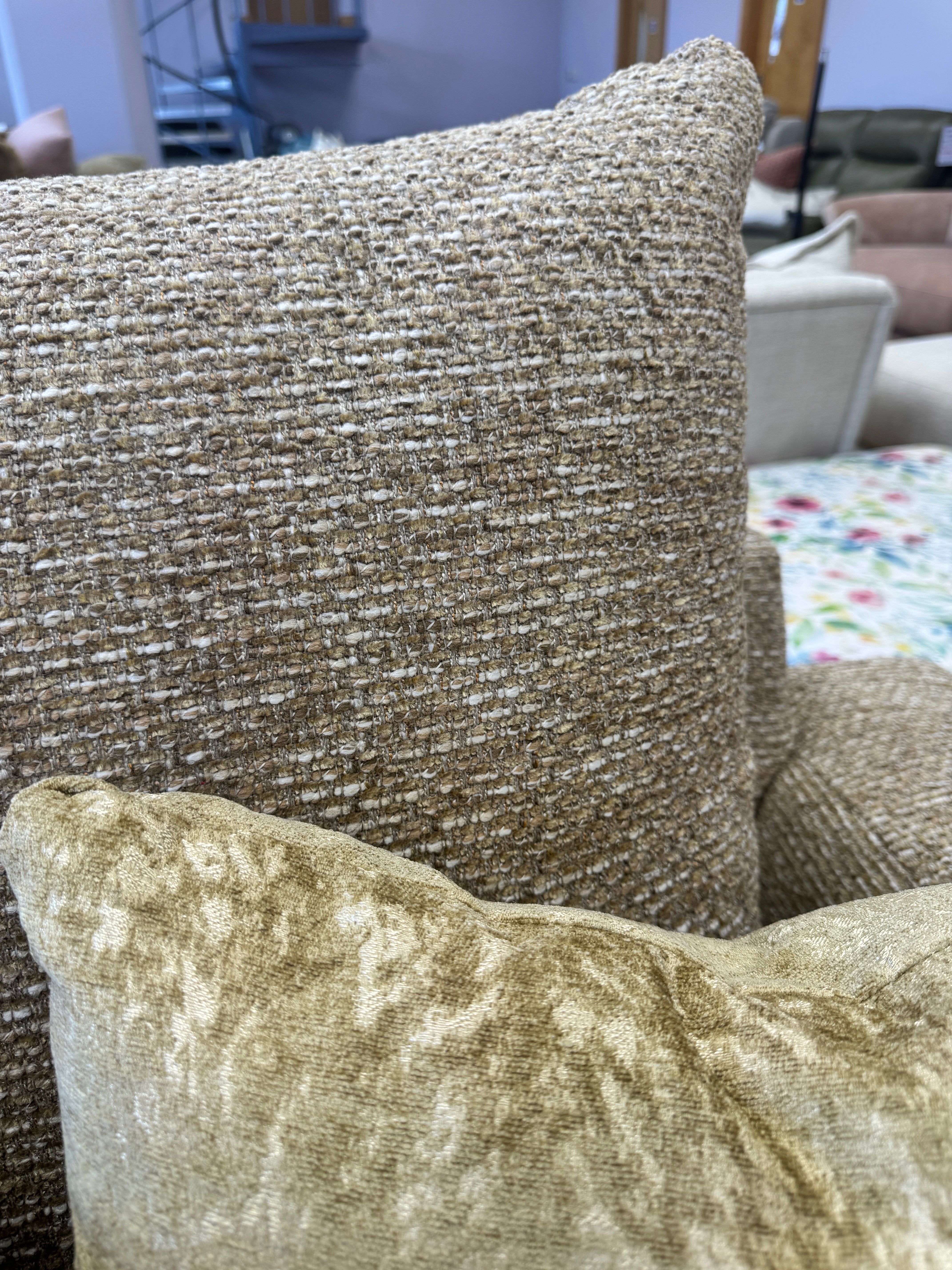 Pandora right facing 3 piece curved corner sofa & matching footstool