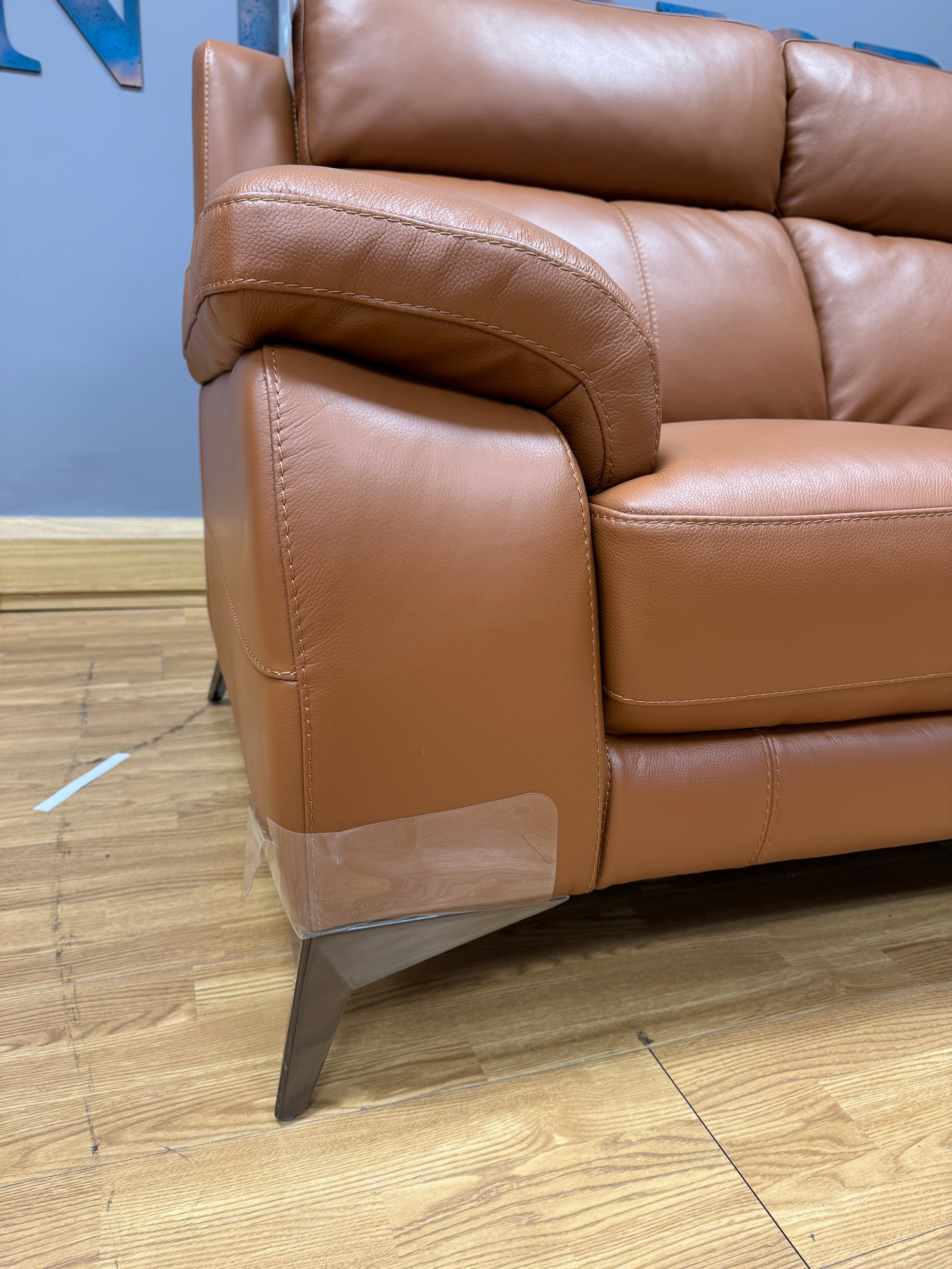 Missouri 2 seater high back leather sofa in tan brown leather RRP £1745