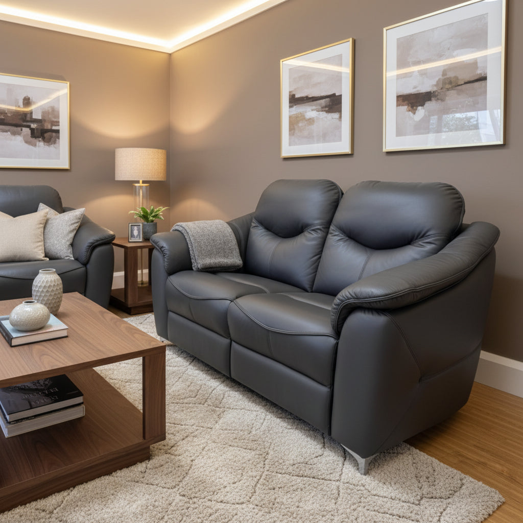 G Plan Jackson 2 seater sofa in Slate plush leather