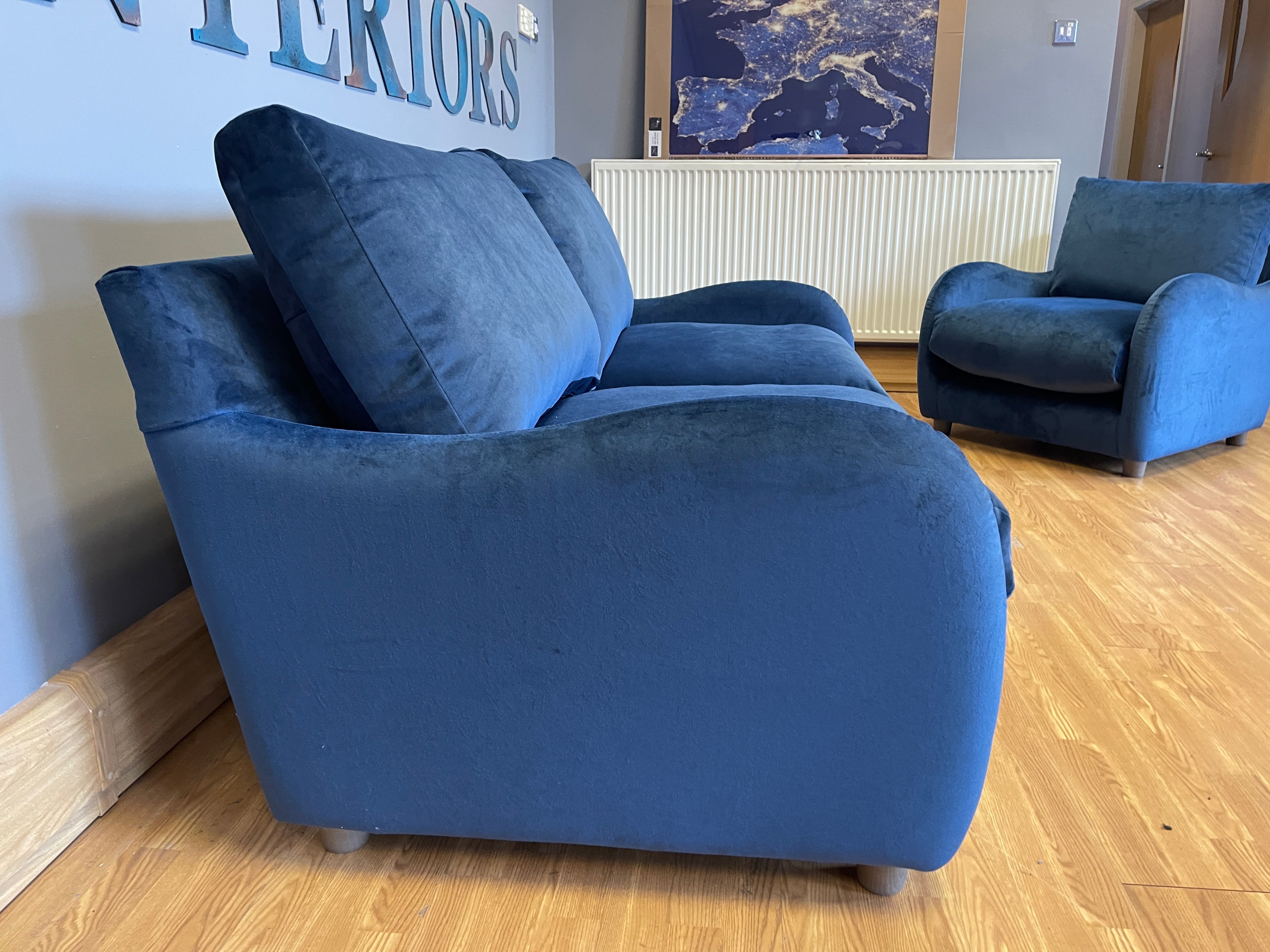 ROCKET ST GEORGE SOPHIE 2 seater sofa in plush royal blue velvet fabric