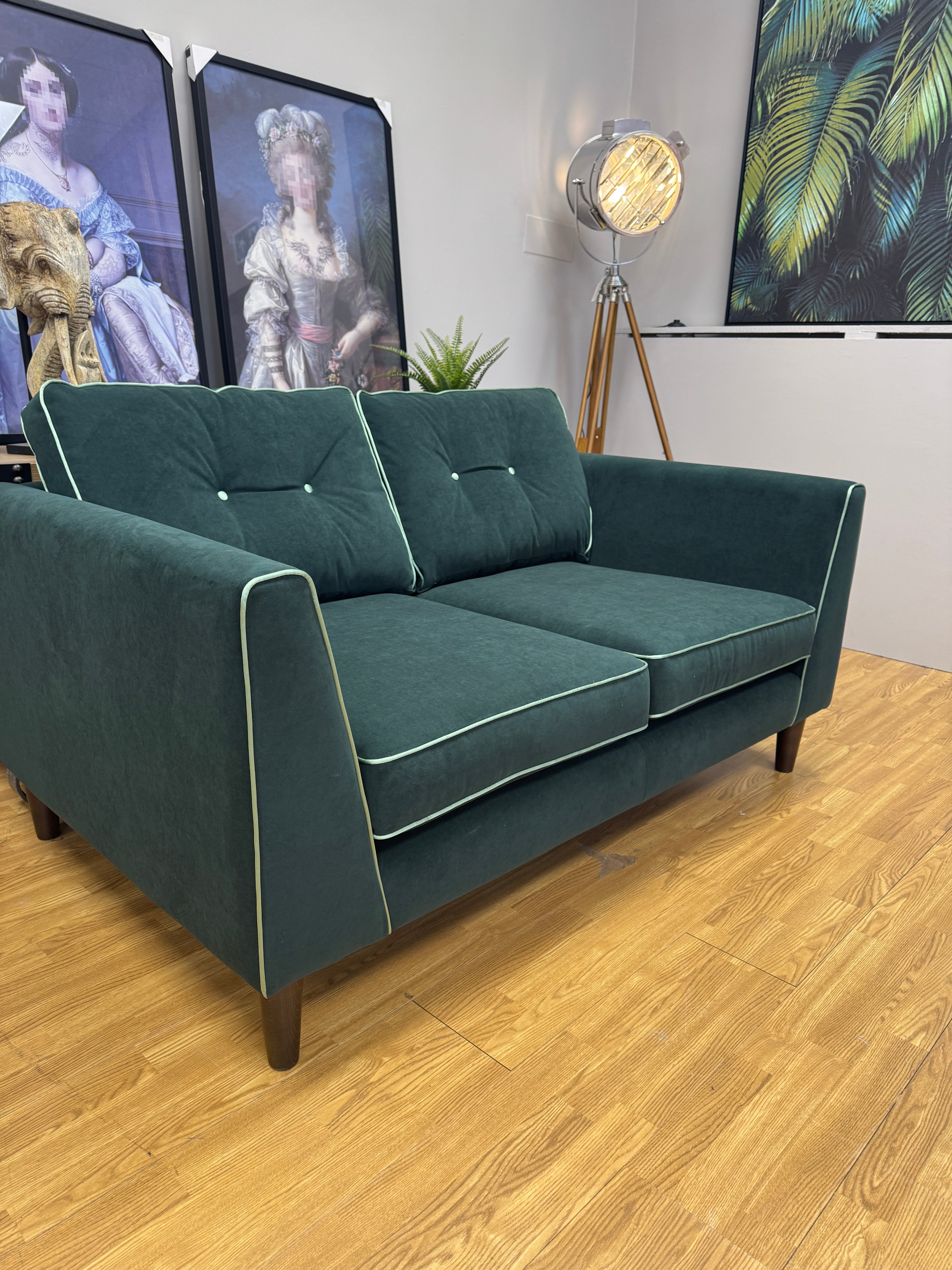 Cricket 2 seater sofa in Emerald green velvet