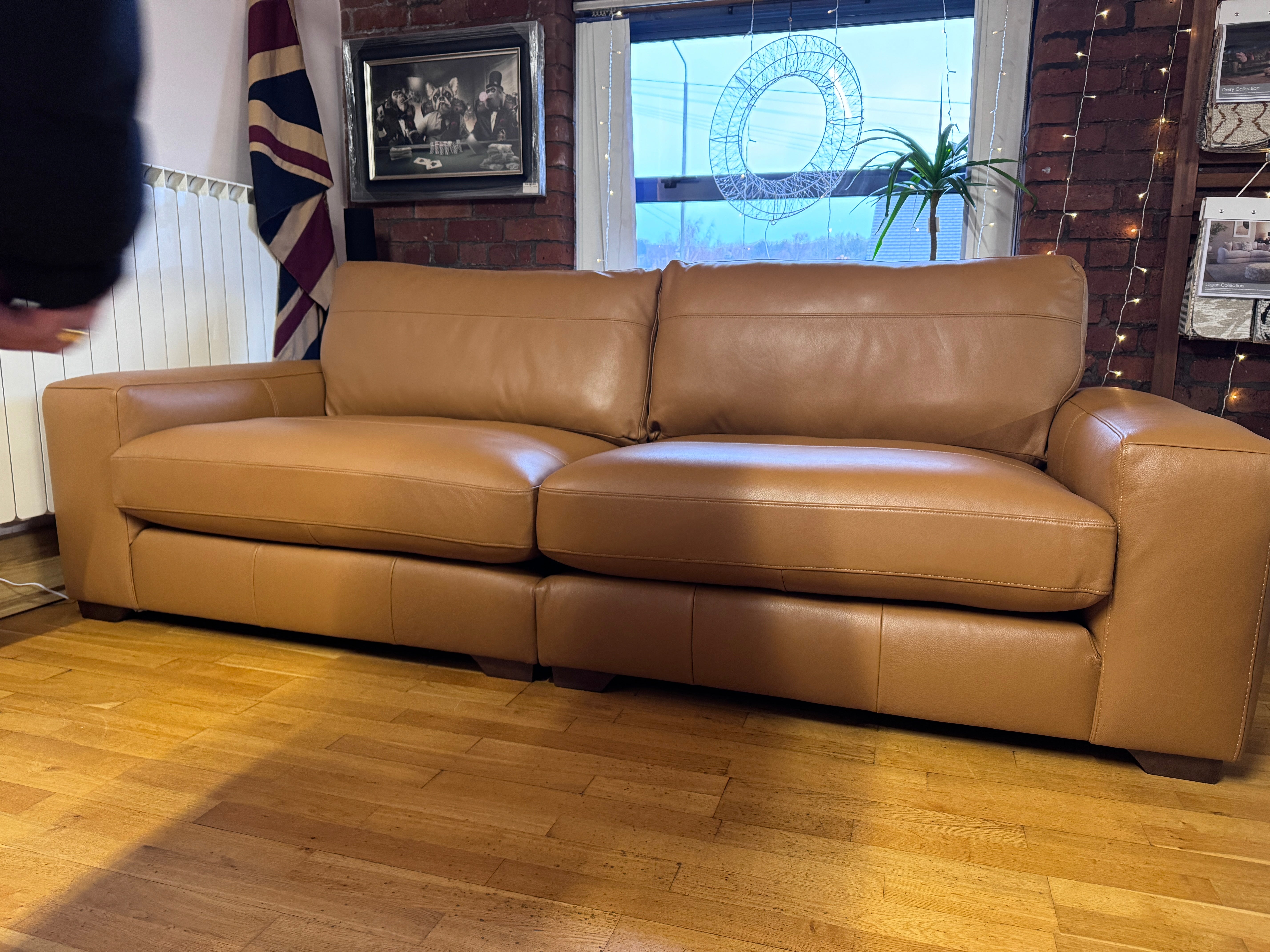 Next Houghton 4 seater split sofa in Tan Turin leather
