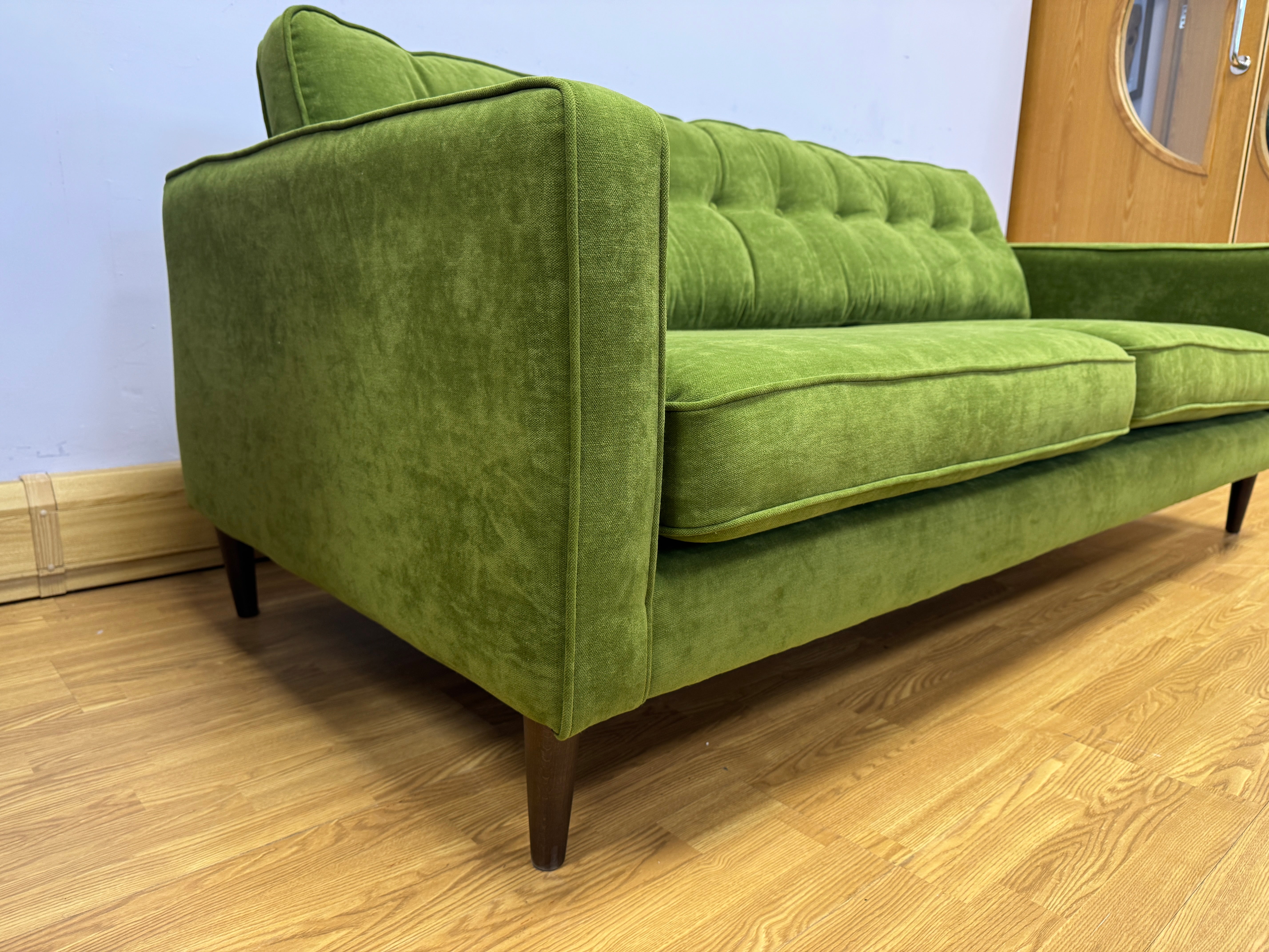 Orla Kiely Ebben large 4 seater bench back sofa in Seagrass green velvet