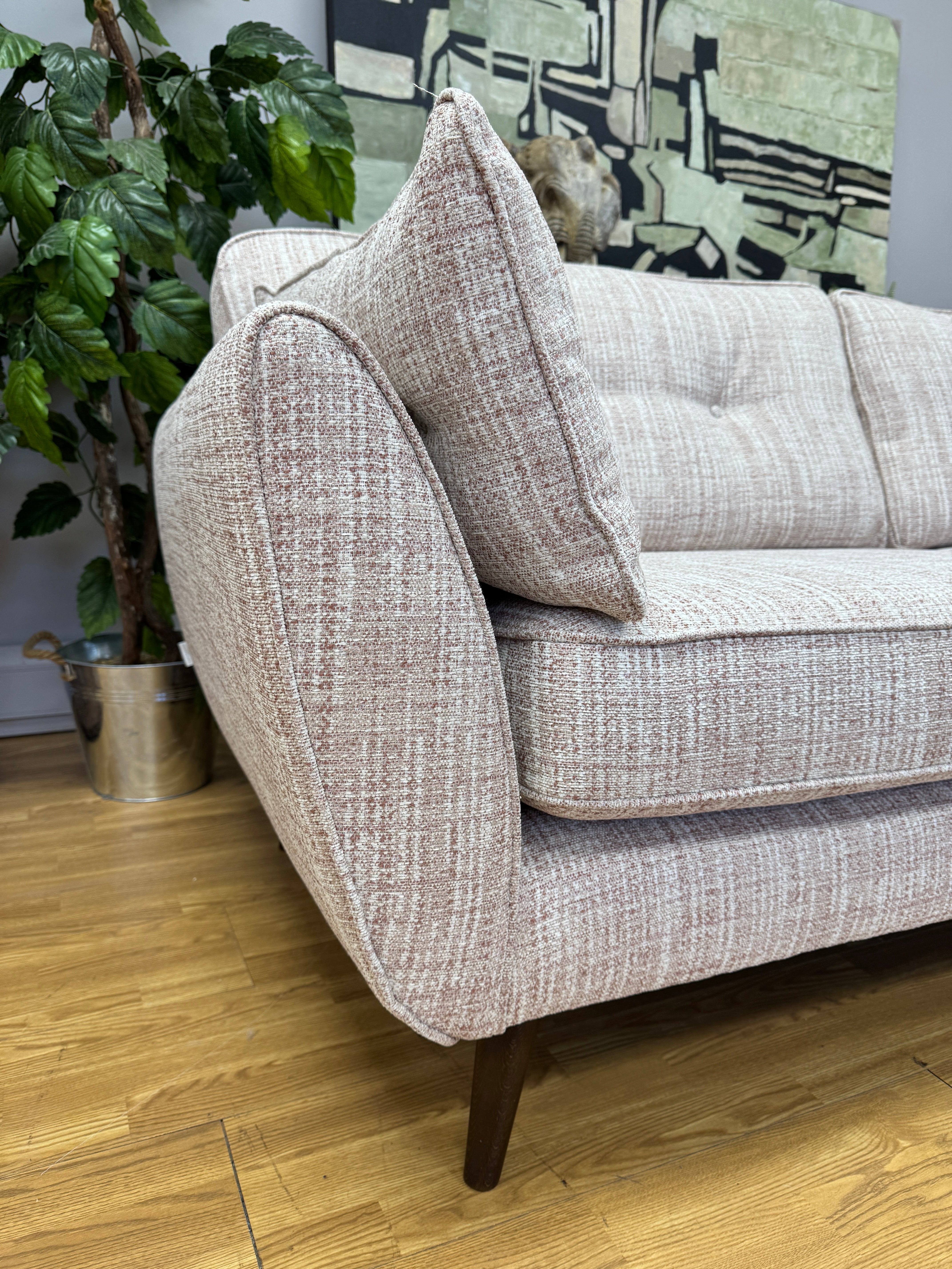 Zinc large 4 seater standard back sofa in Glastonbury Rose cross weave