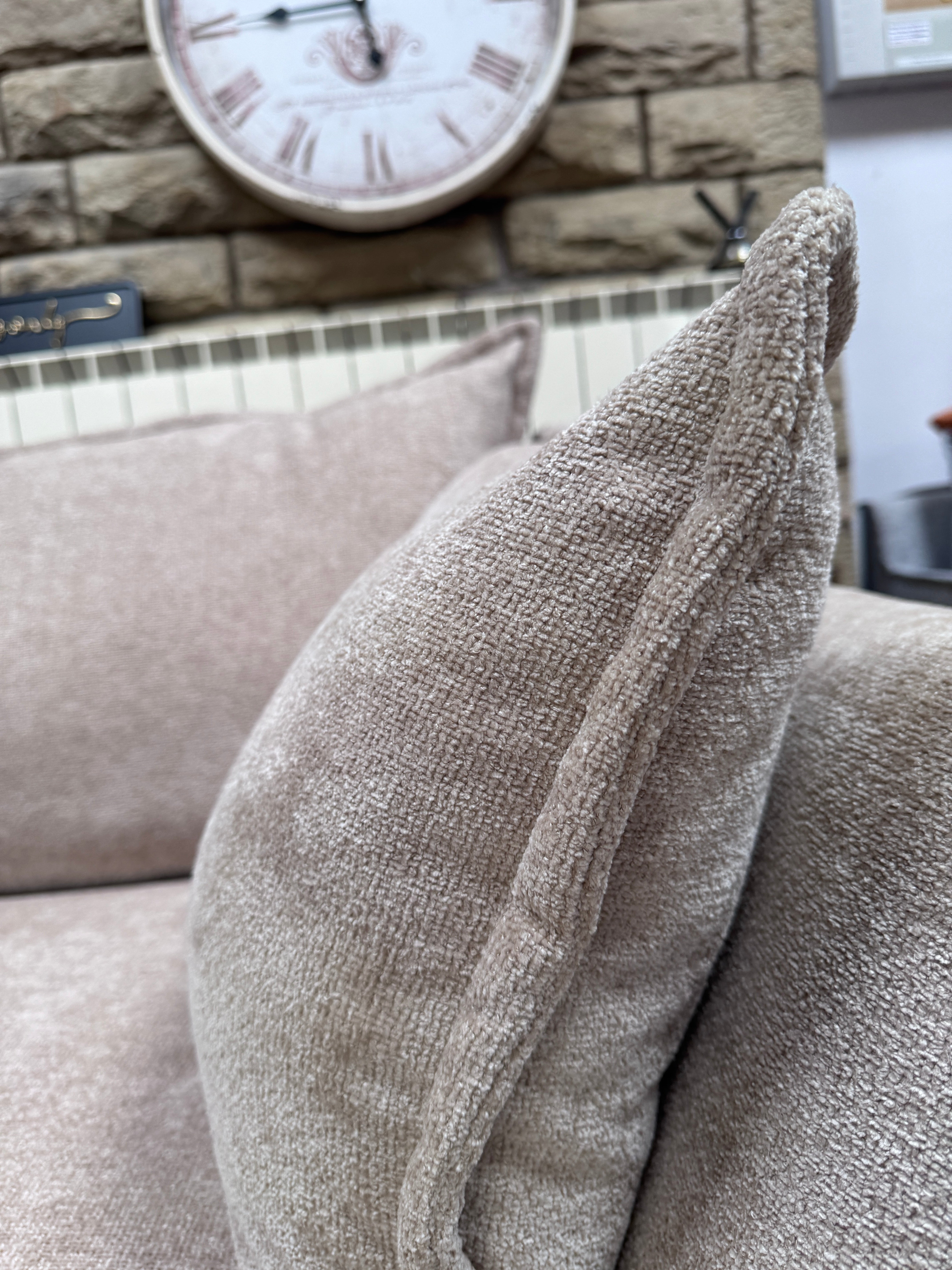 Luca XL 4 seater split sofa in Truffle basket weave chenille fabric