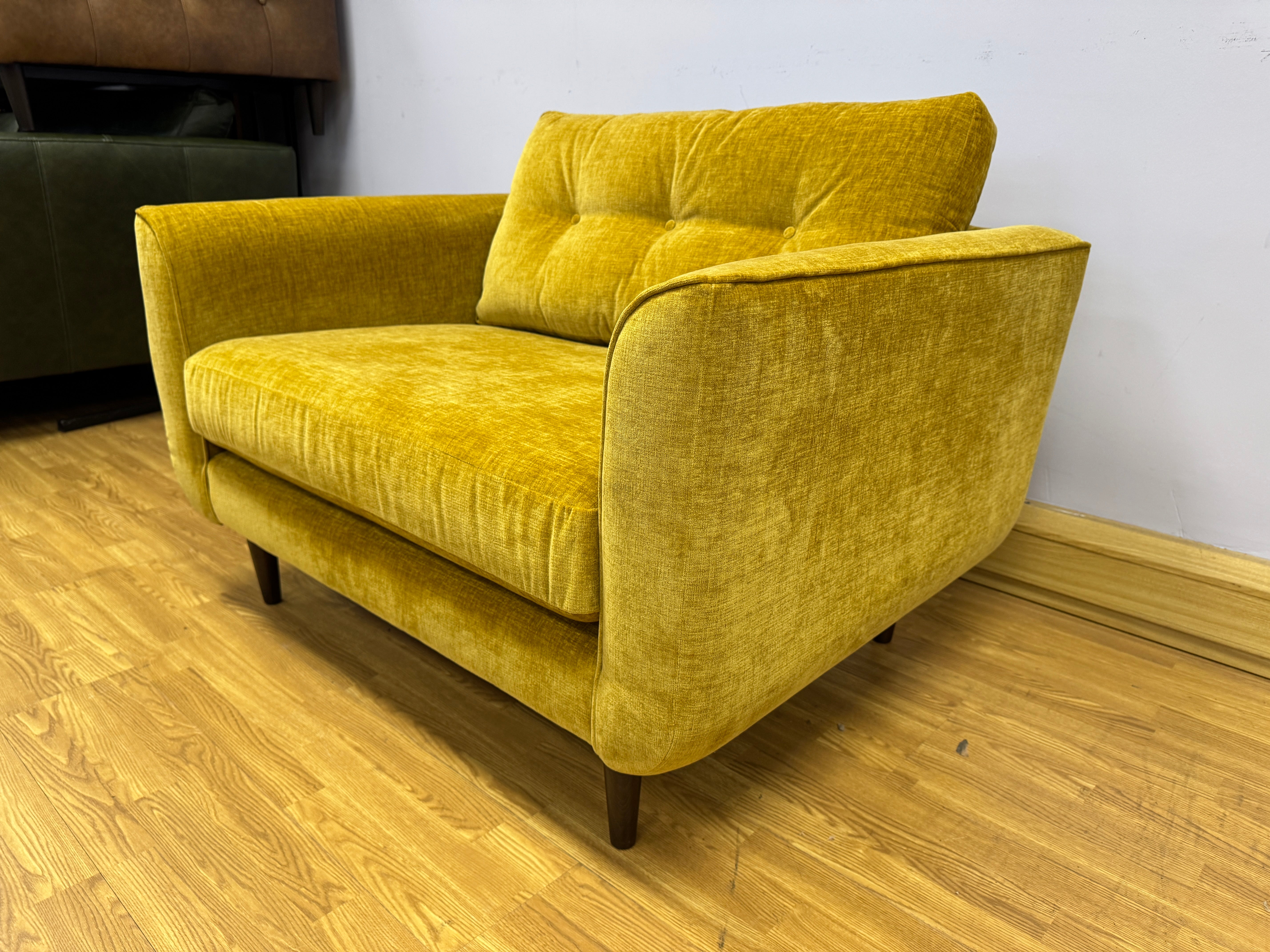 Orla Kiely Linden loveseat in Sunflower Derry chenille fabric