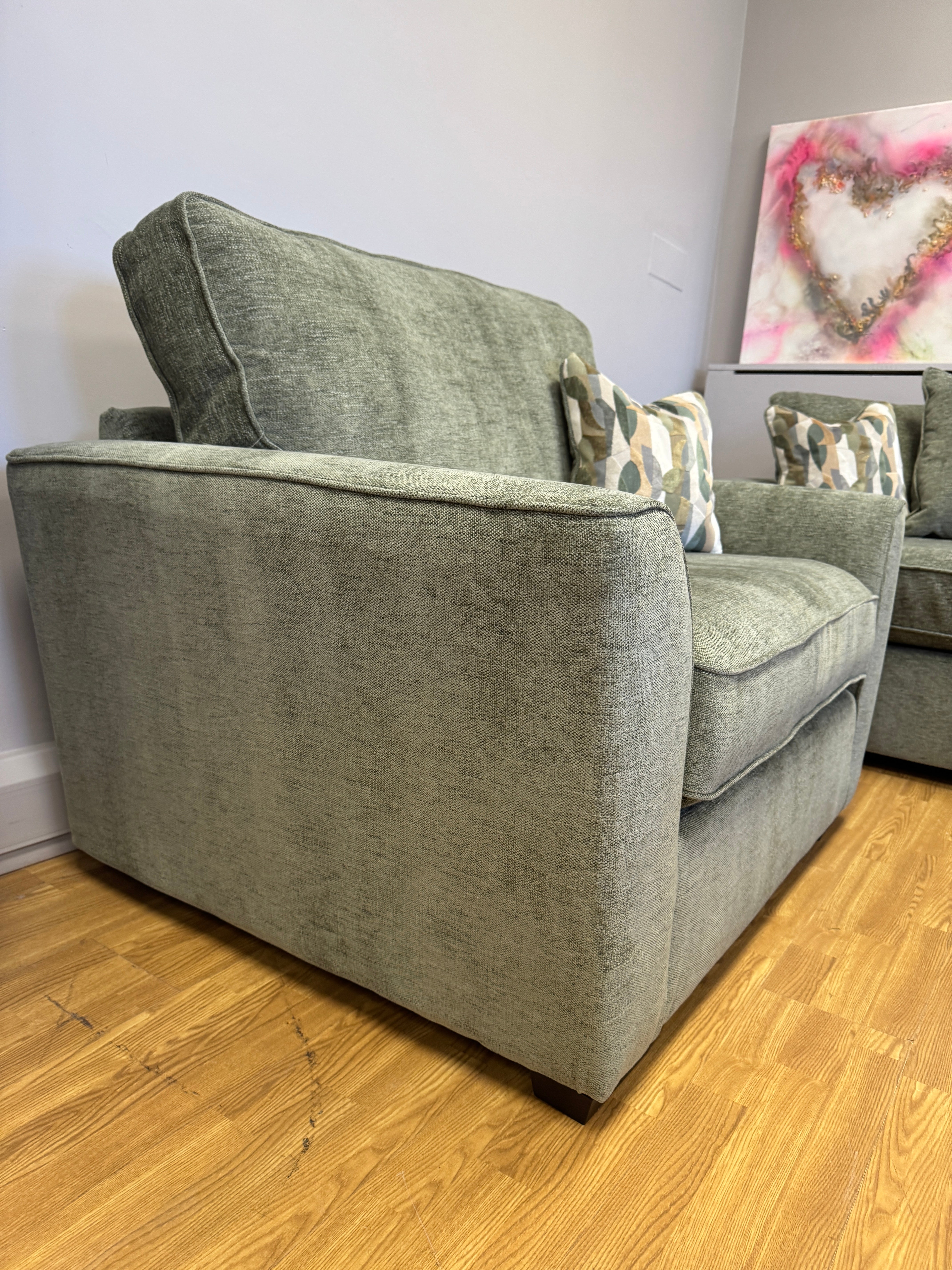 Caspian standard back loveseat in Marlon Botanic green fabric