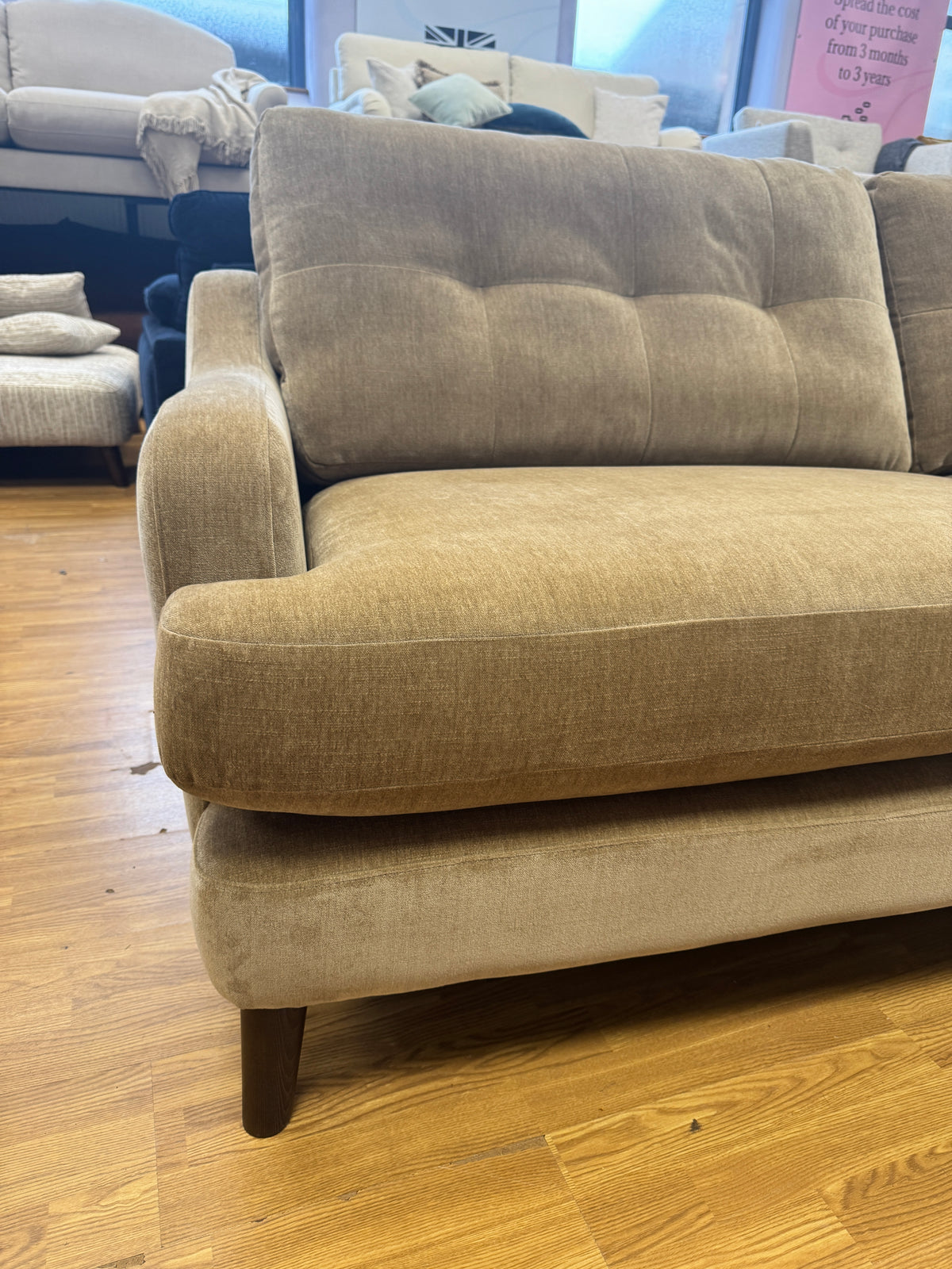 Loften 4 seater sofa in caramel soft chenille fabric