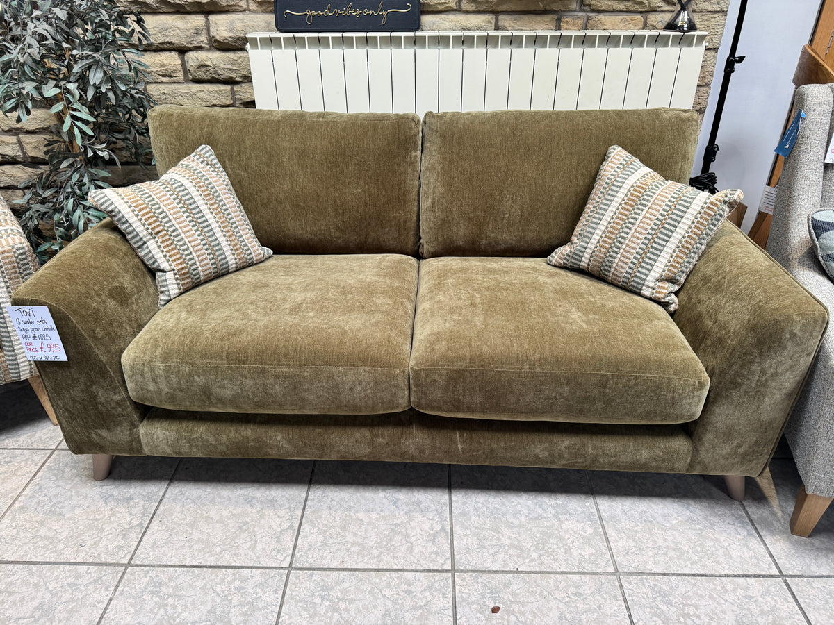 Tovi medium 3 seater sofa in Sage green chenille fabric