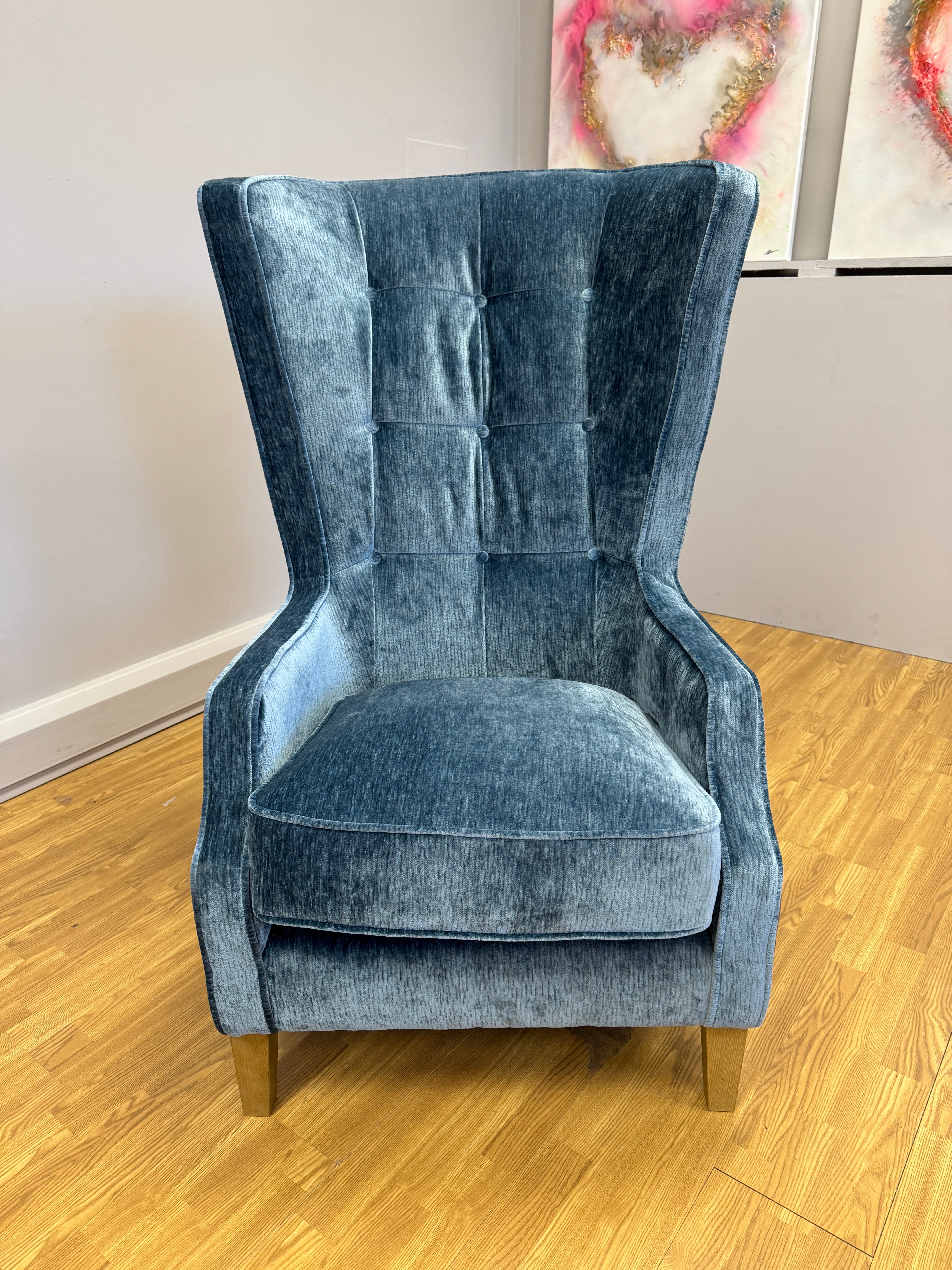 Garland high back accent chair in Aviator steel & blue combi fabric