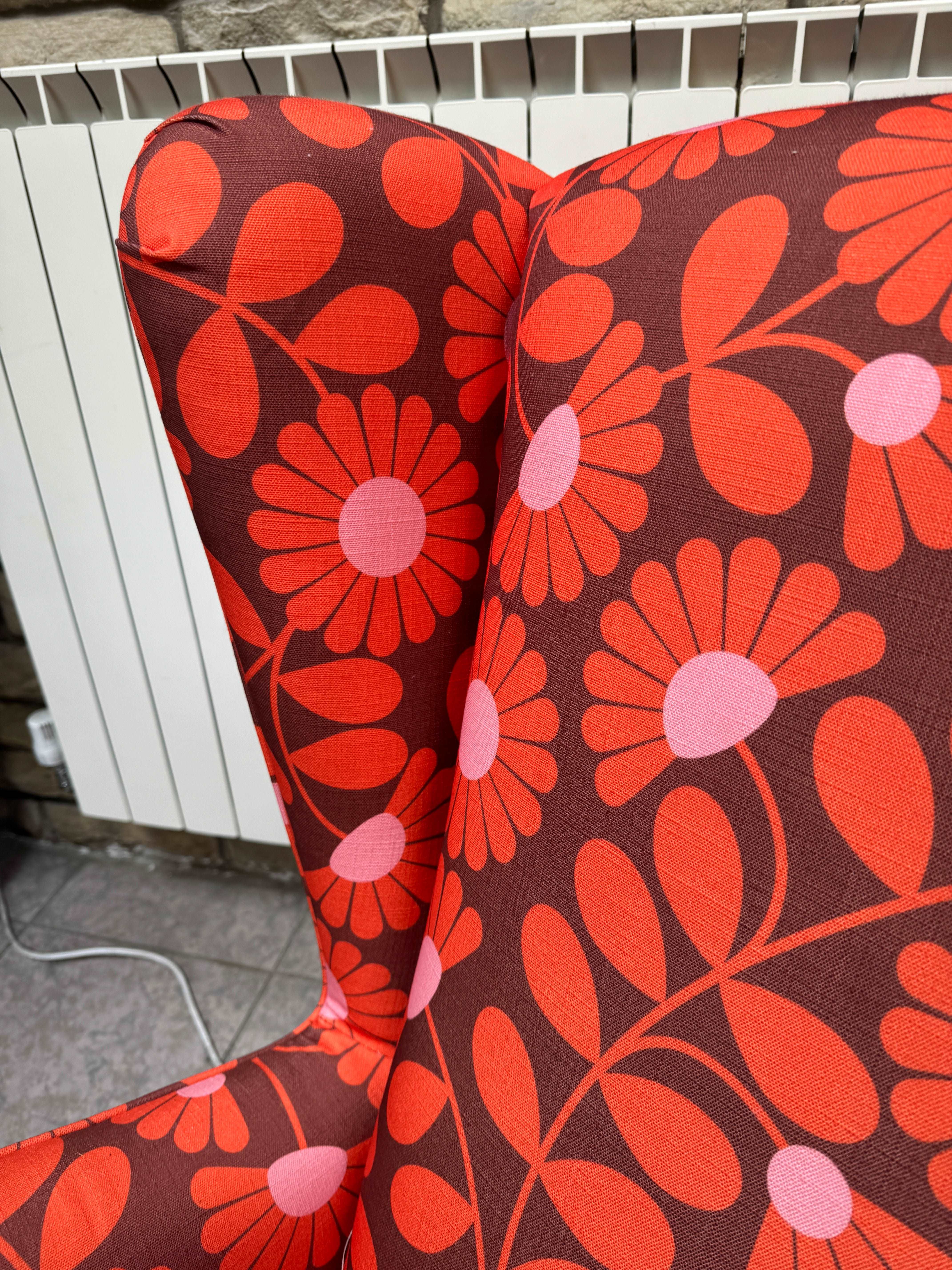 Alma large wingback armchair in Kimono stem paprika fabric - RRP £1219