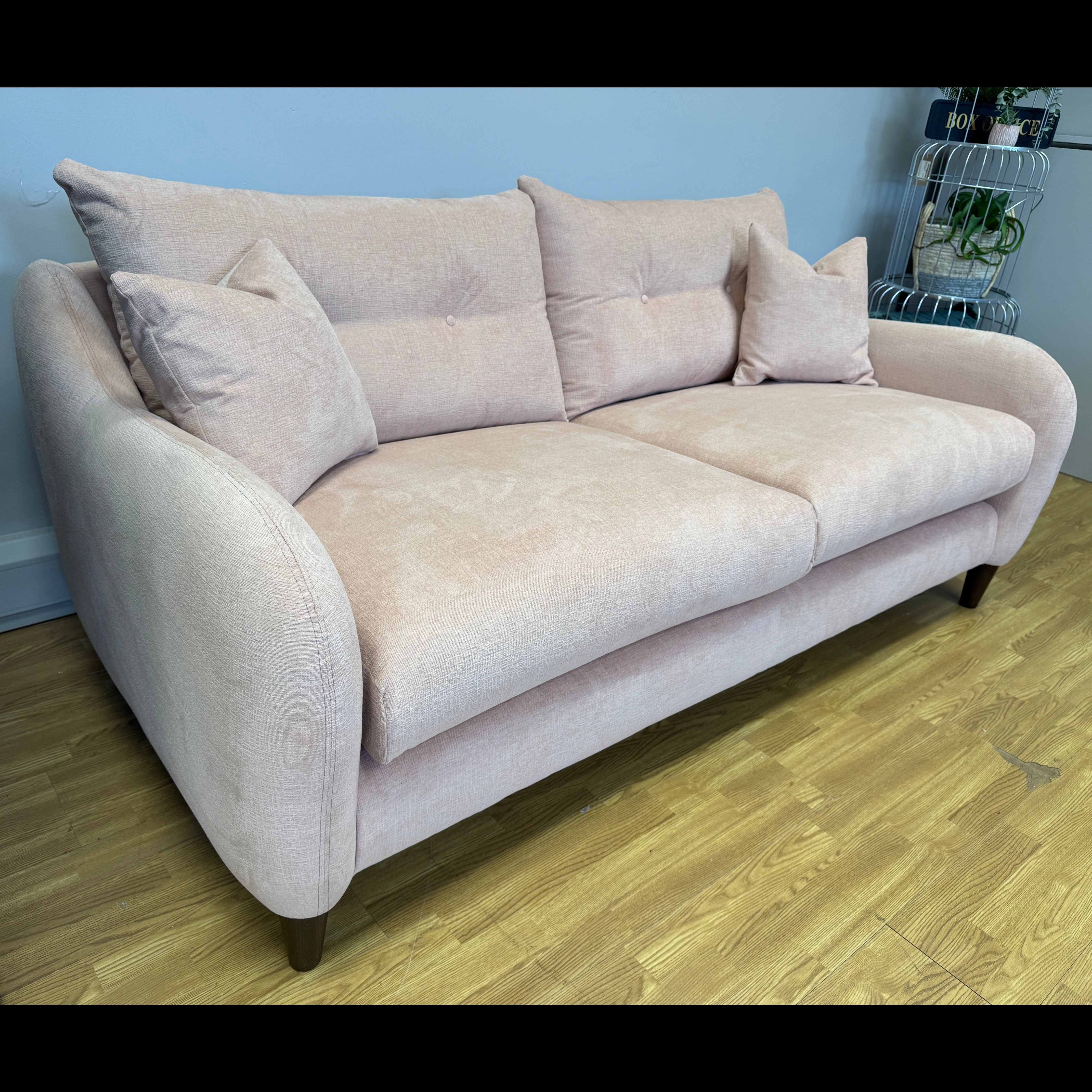 Ambleside 3 seater standard back sofa in Vogue Dusty Pink fabric