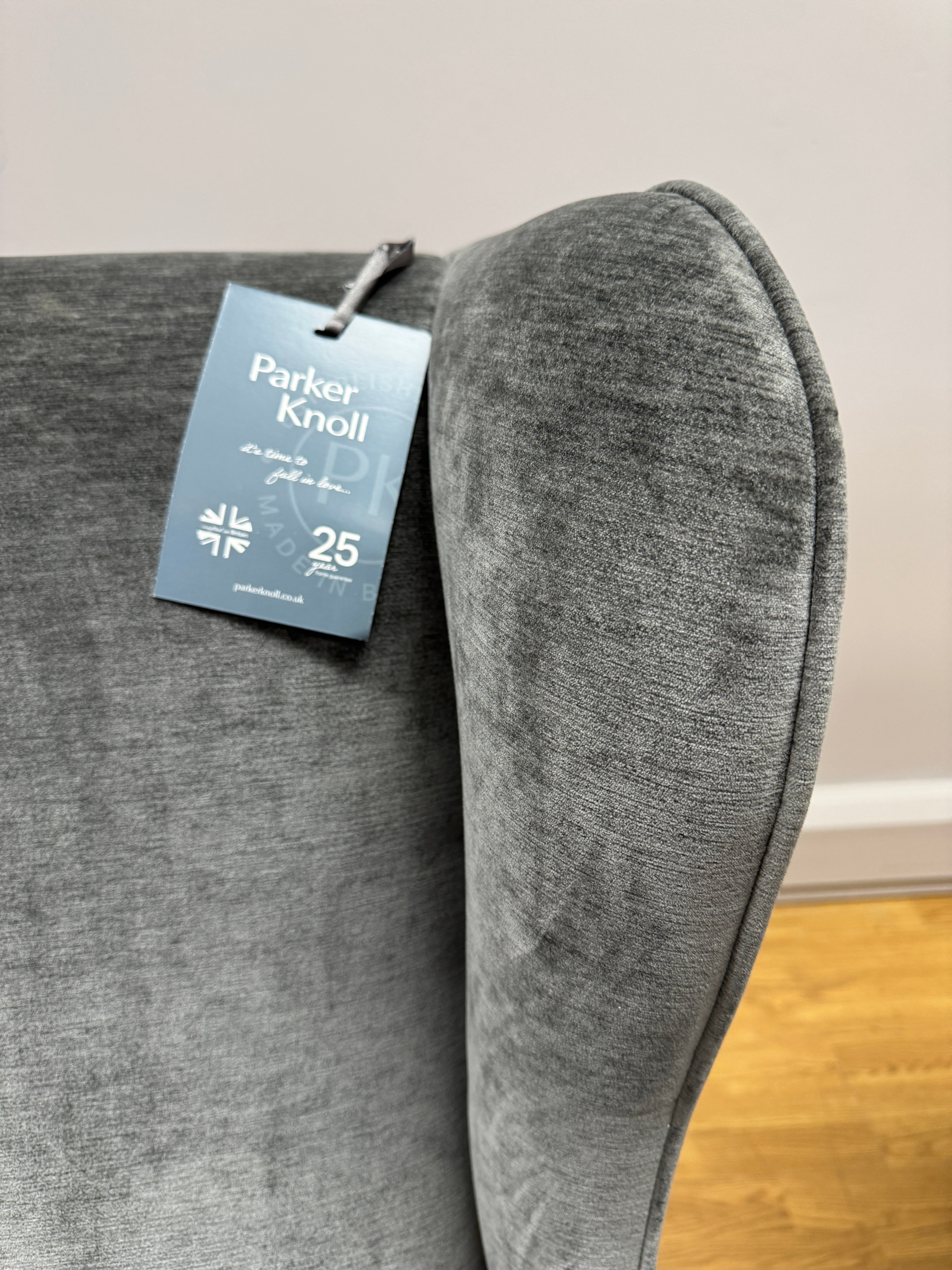 Parker Knoll Penshurst wingback chair in Grey velvet