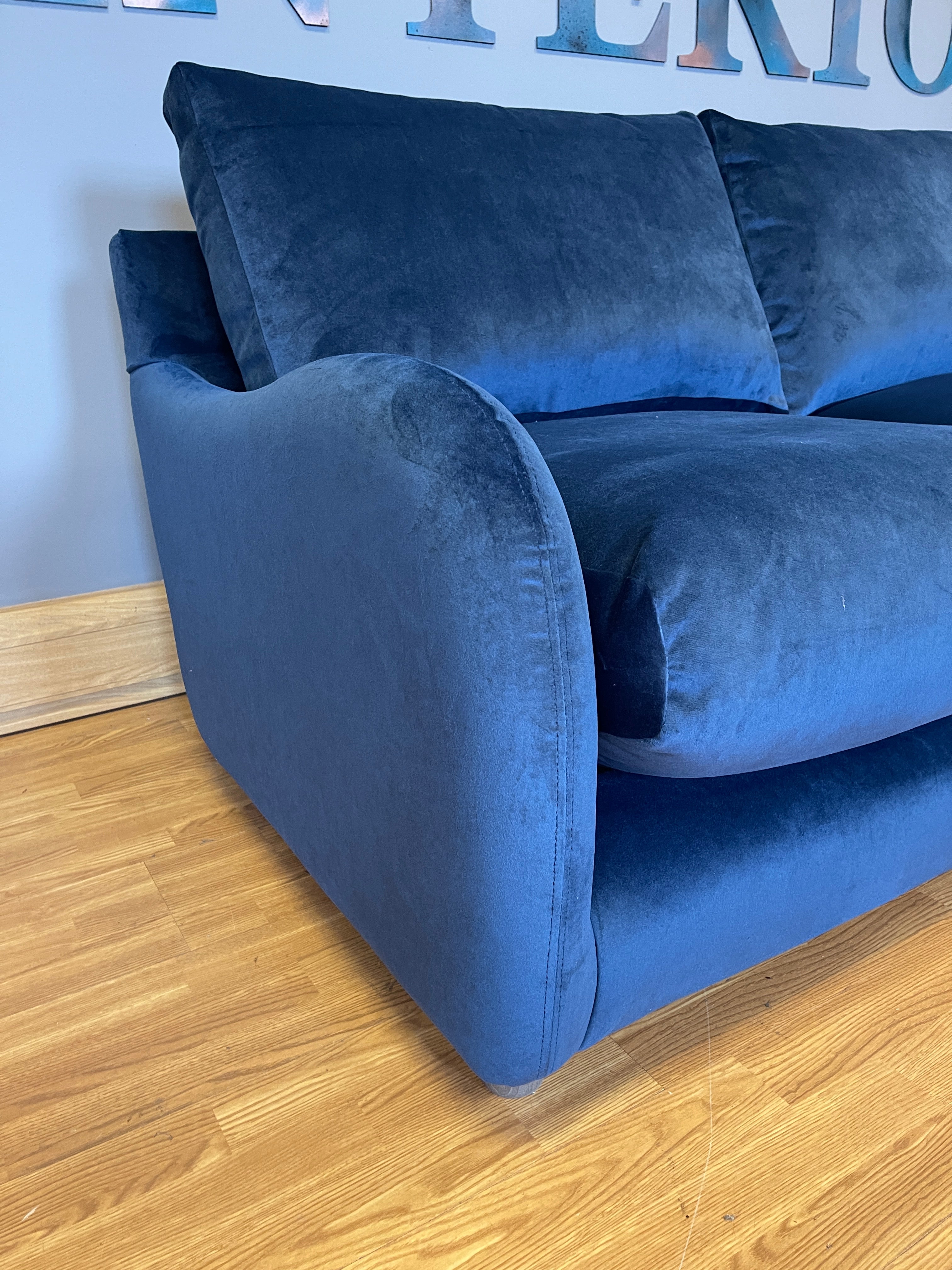 ROCKET ST GEORGE SOPHIE 2 seater sofa in plush royal blue velvet fabric
