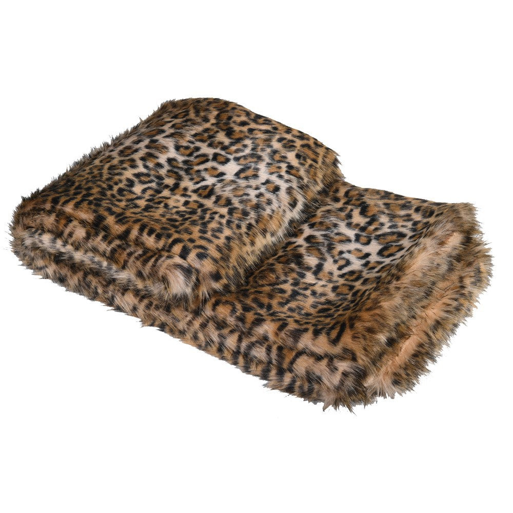 Leopard print Faux Fur throw 140 x 160cm