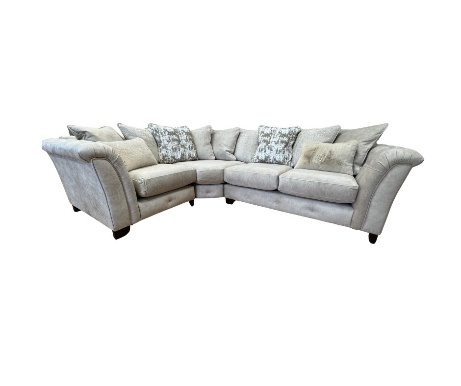 Boutique Aura left facing 3 piece Scatter back corner sofa in Kenzo Cream velvet
