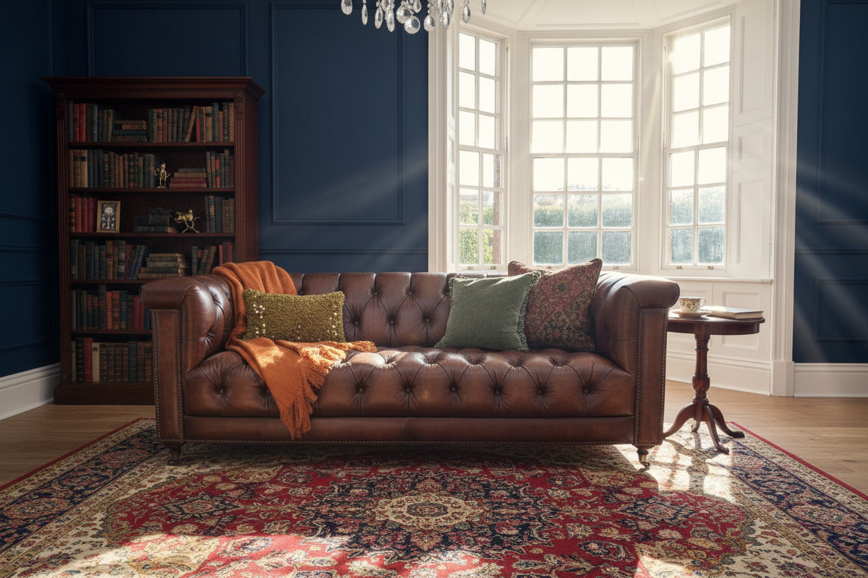 Wallace 3 seater Chesterfield sofa in full 1981 Saddle Leather