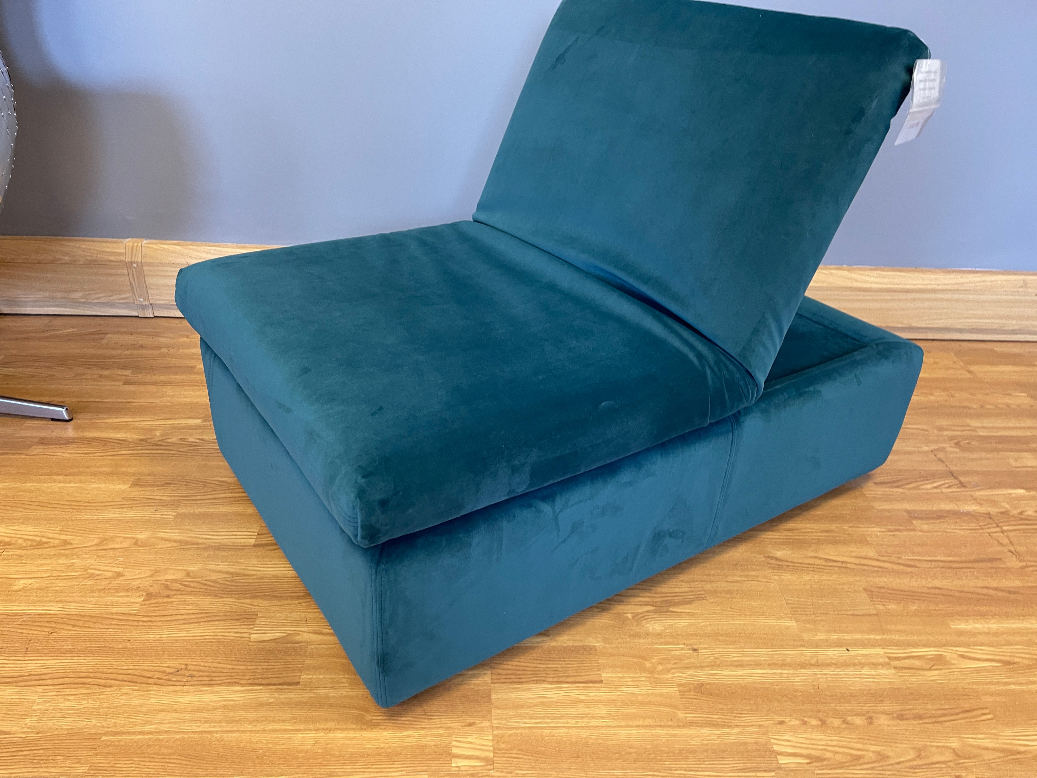FURNITURE VILLAGE STARLIGHT EXPRESS adjustable chair / footstool in teal plush velvet