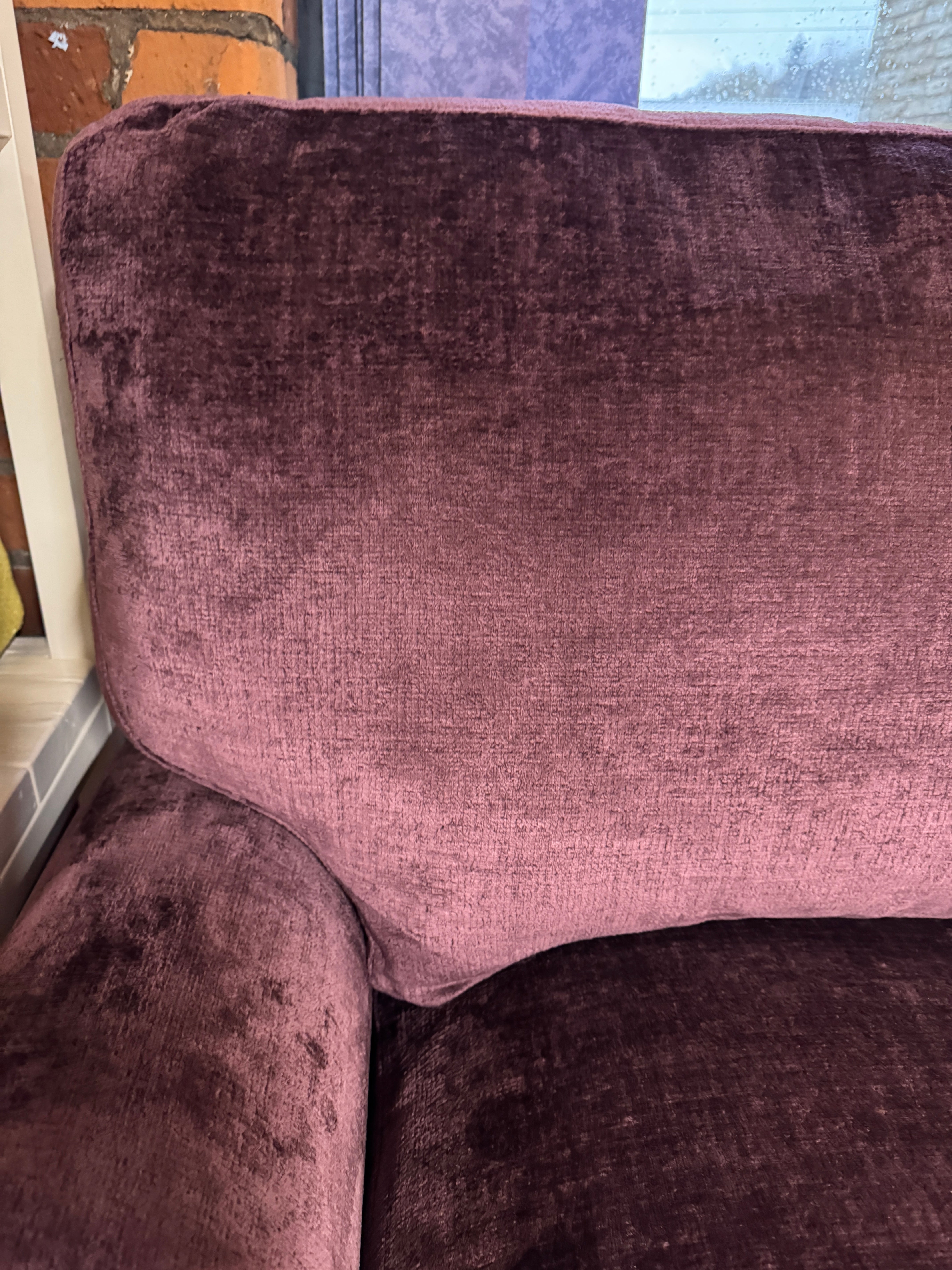 Next Erin left facing 2 piece deep chaise sofa in Dark Plum Purple chenille