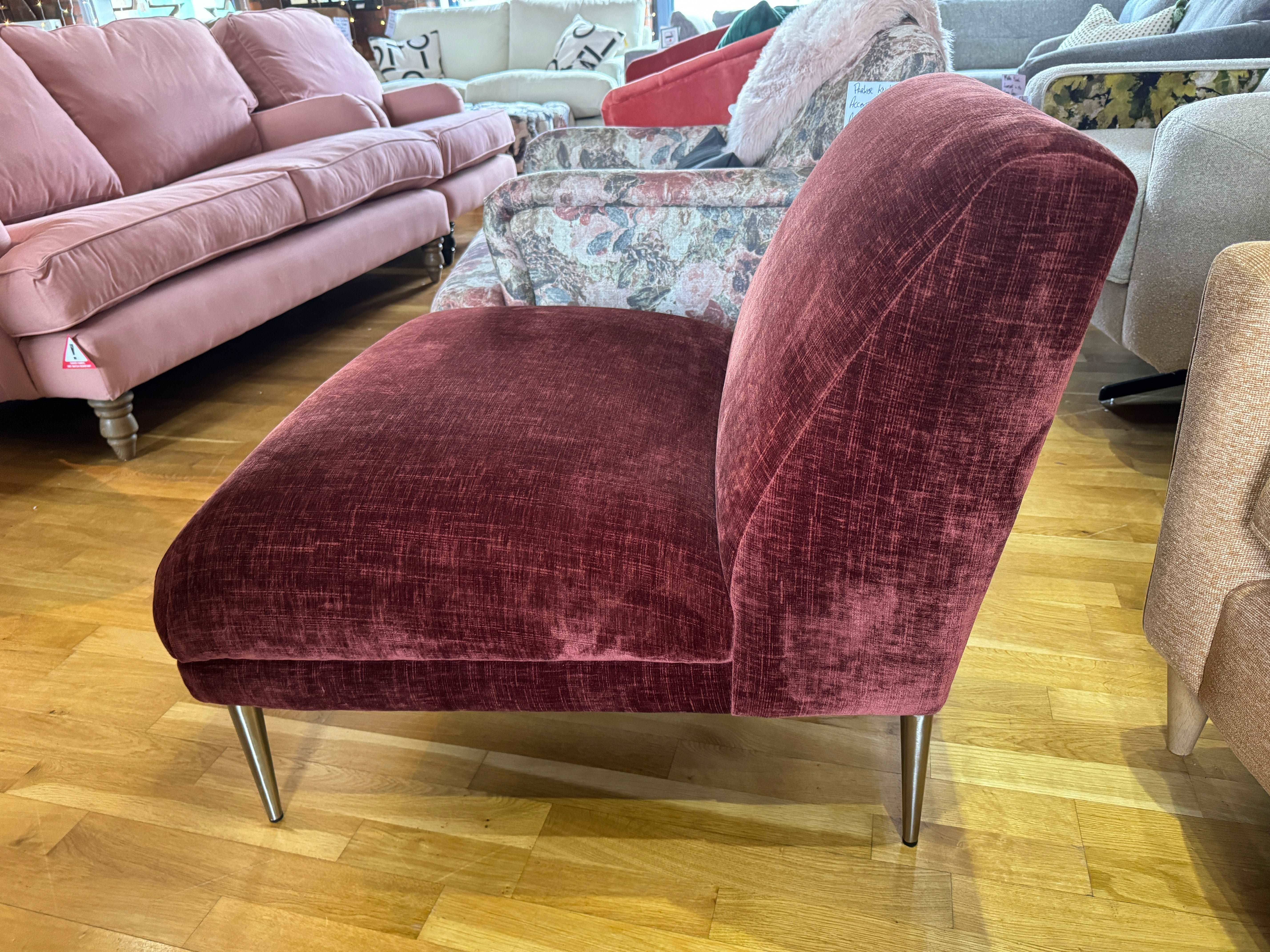 BELLAGIO / PENTHOUSE armless accent chair in Ruby red chenille fabric