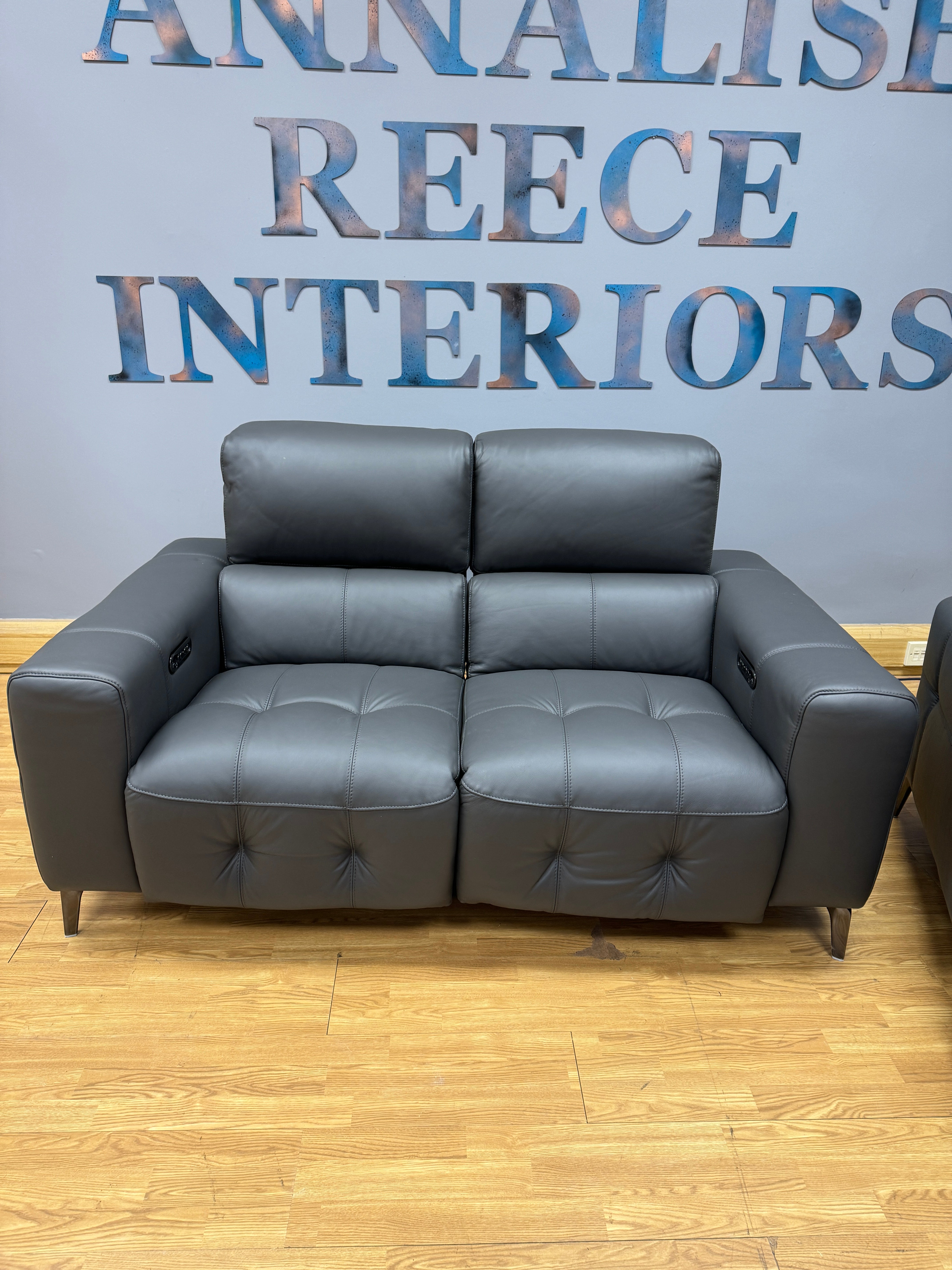 New York 2 seater electric reclining sofa & pair of matching reclining armchairs RRP £4885