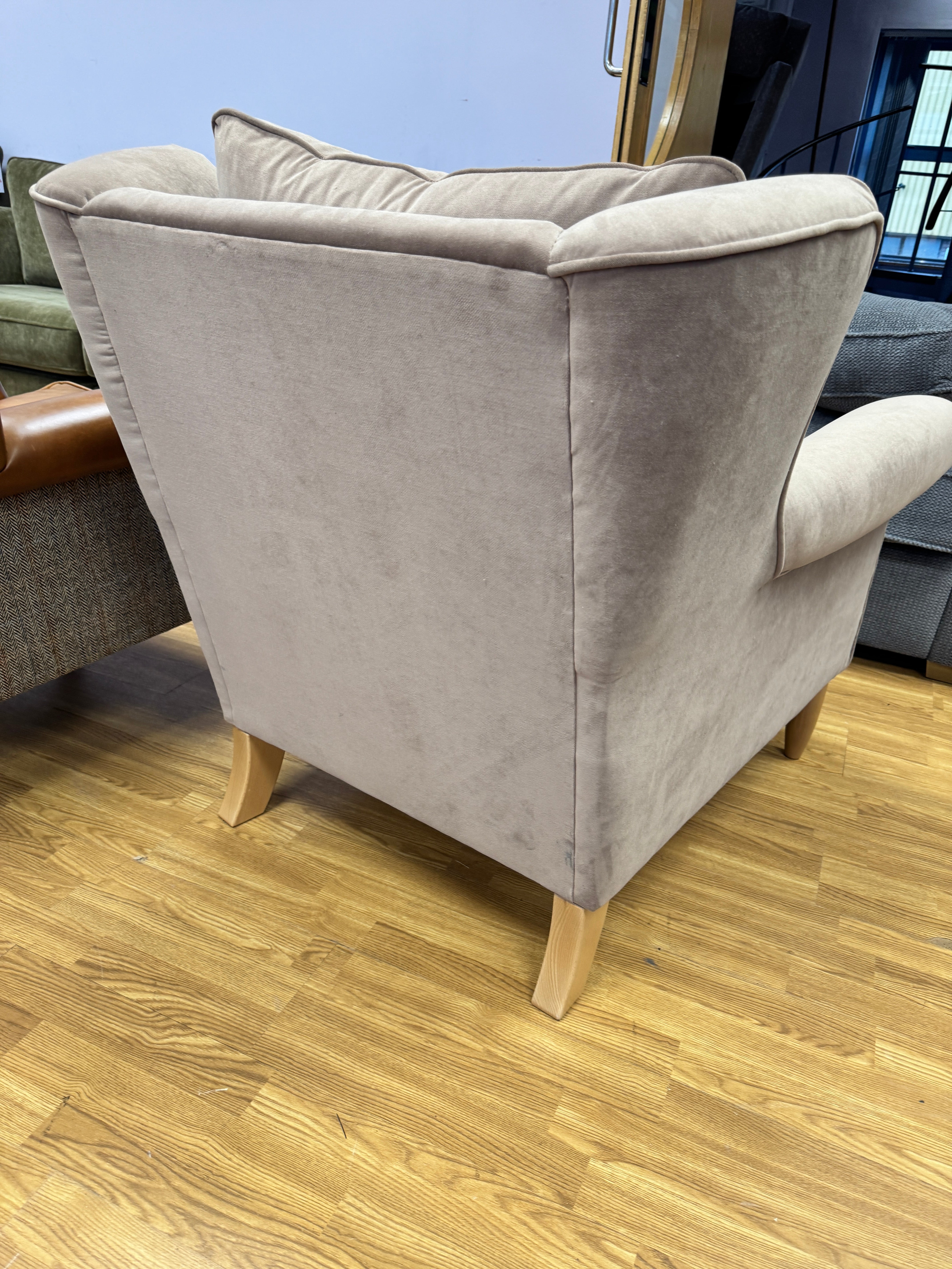 Graham accent chair in Plaster taupe velvet fabric