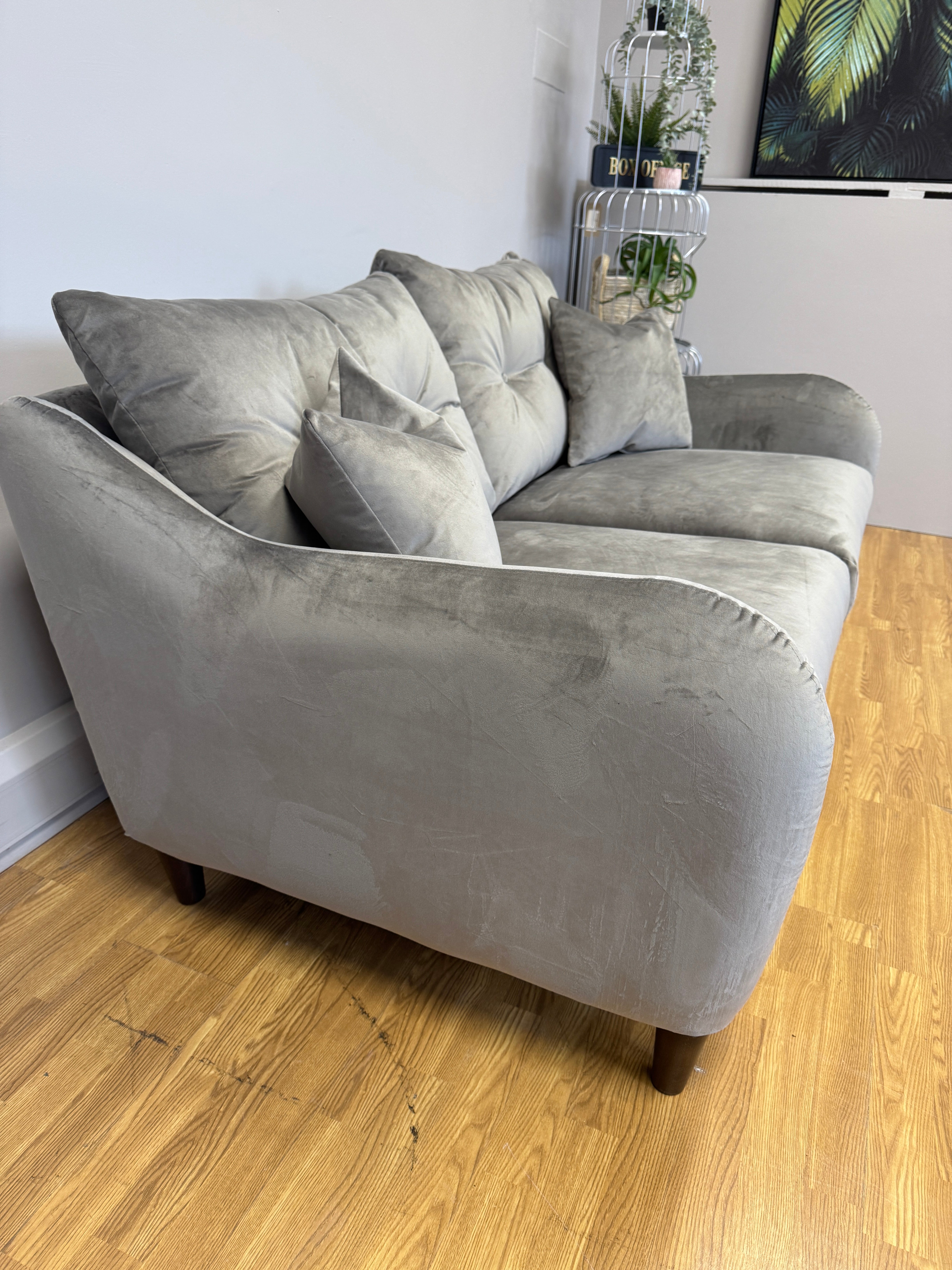 Ambleside 2 seater standard back sofa in Lumino Slate velvet