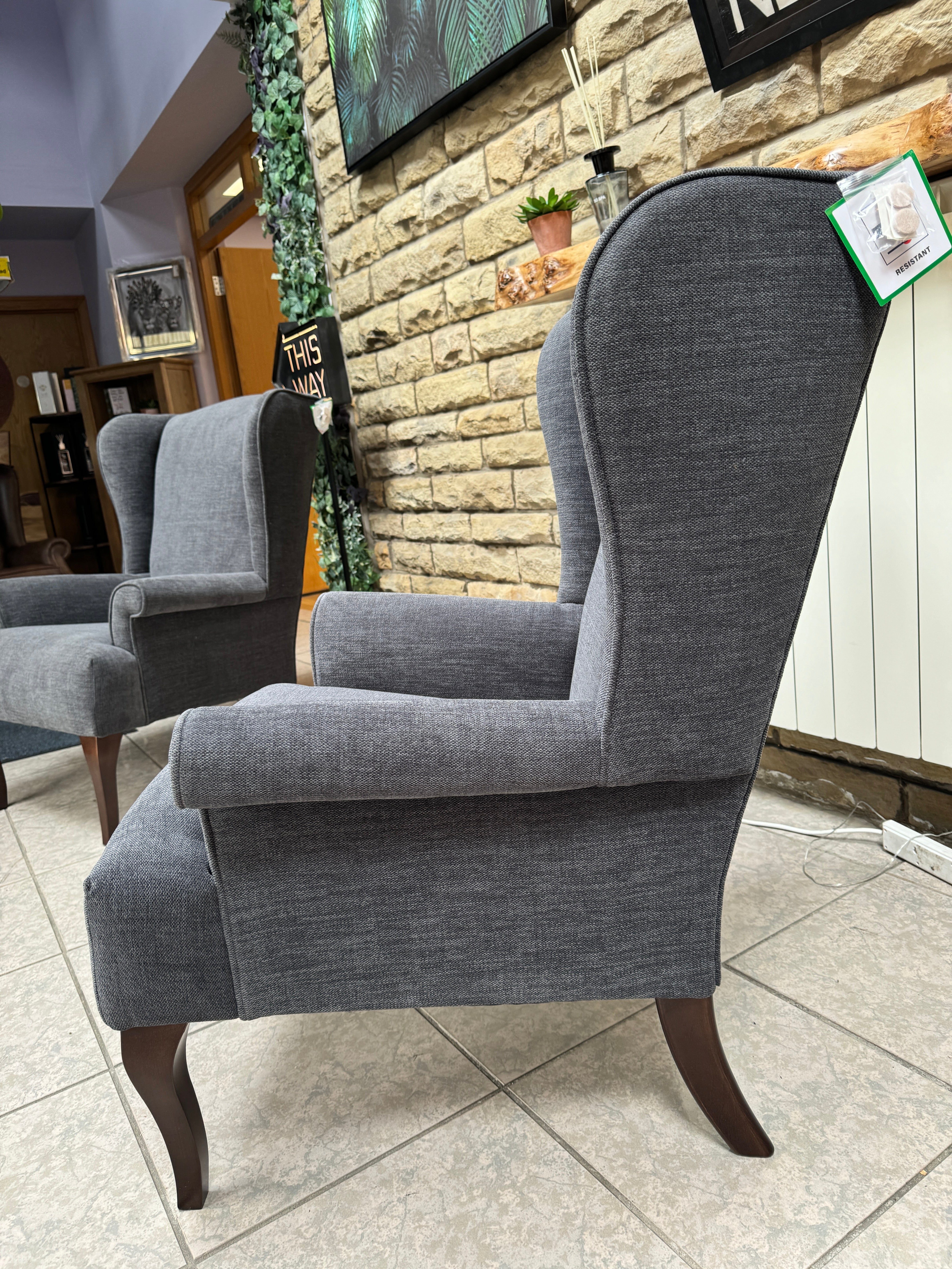 JOHN LEWIS SHAFTSBURY high wing chair in charcoal soft chenille